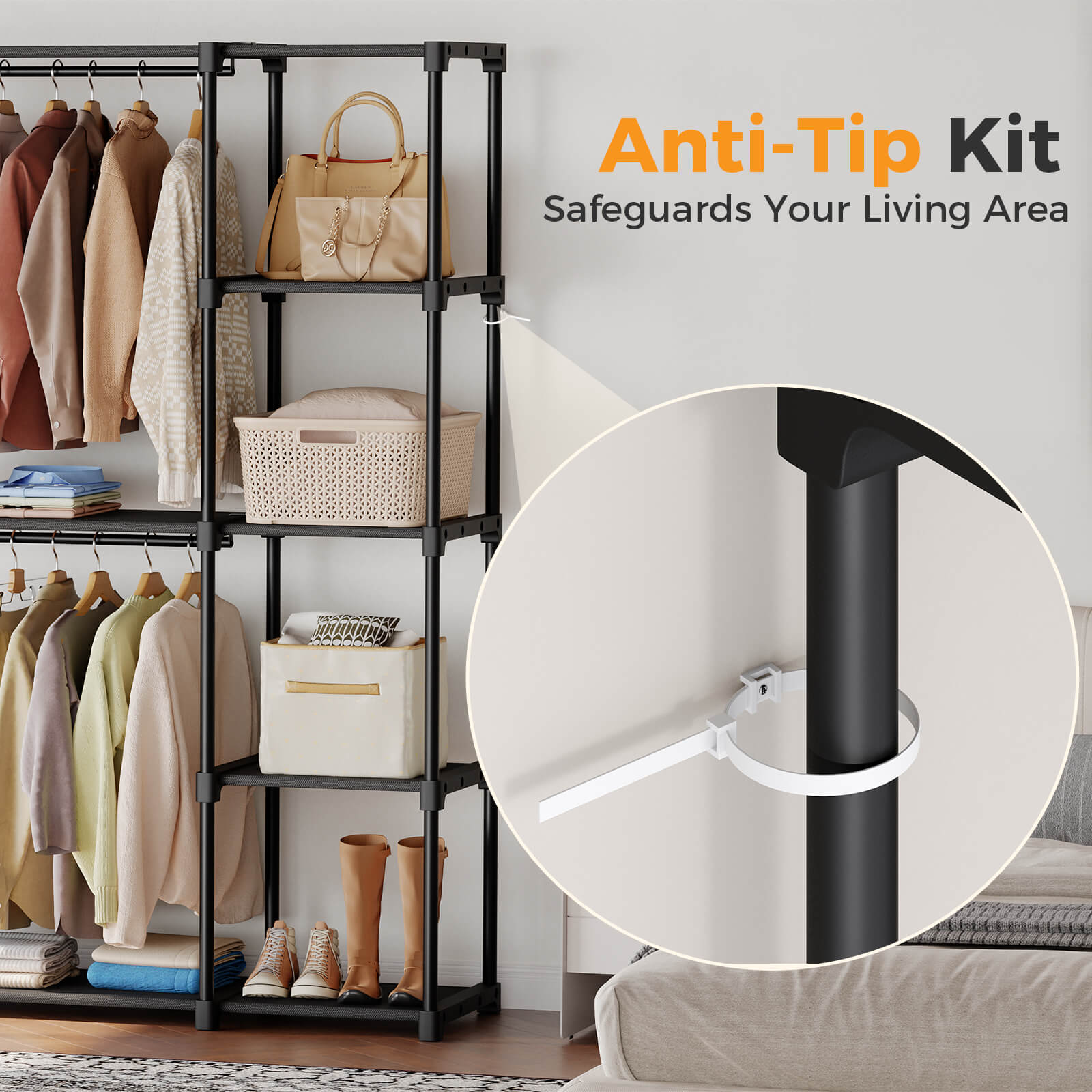 Lightweight, Portable, Freestanding Clothes Rack