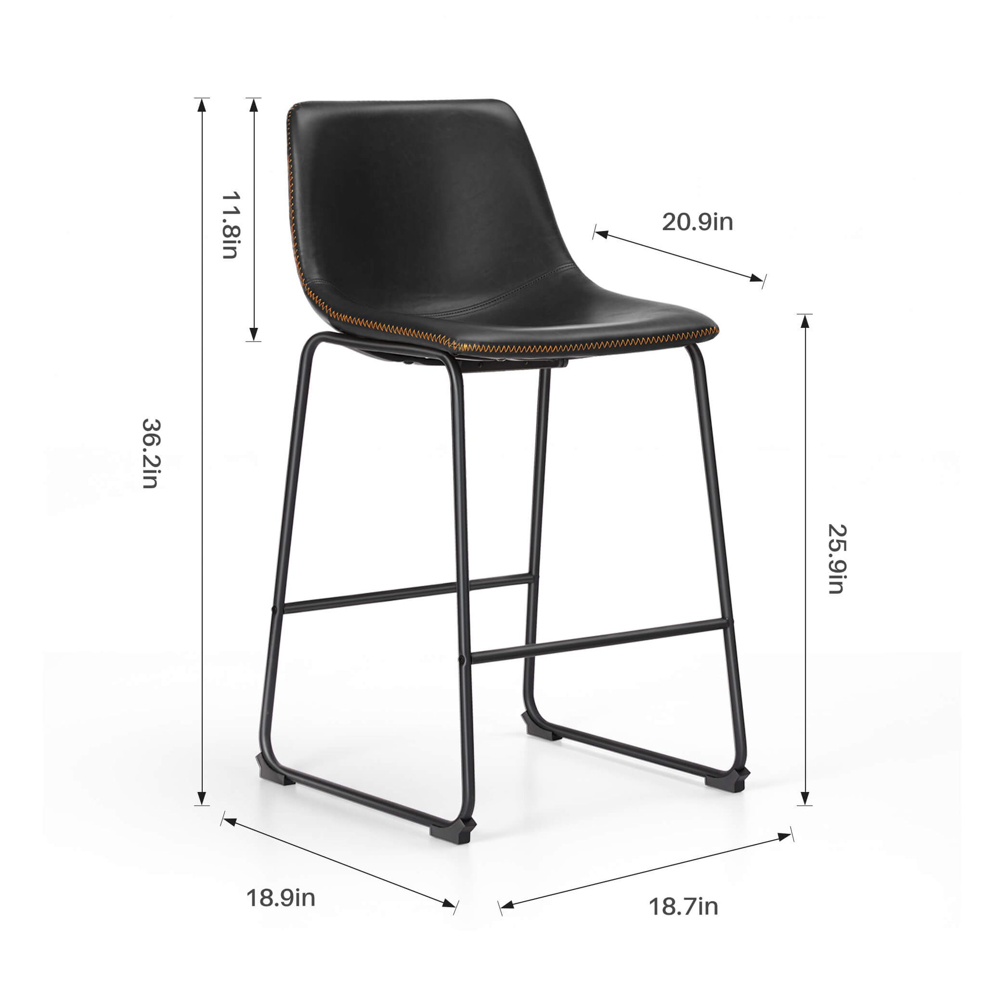 Barstool, Industrial Faux Leather, for Kitchen Dining Room