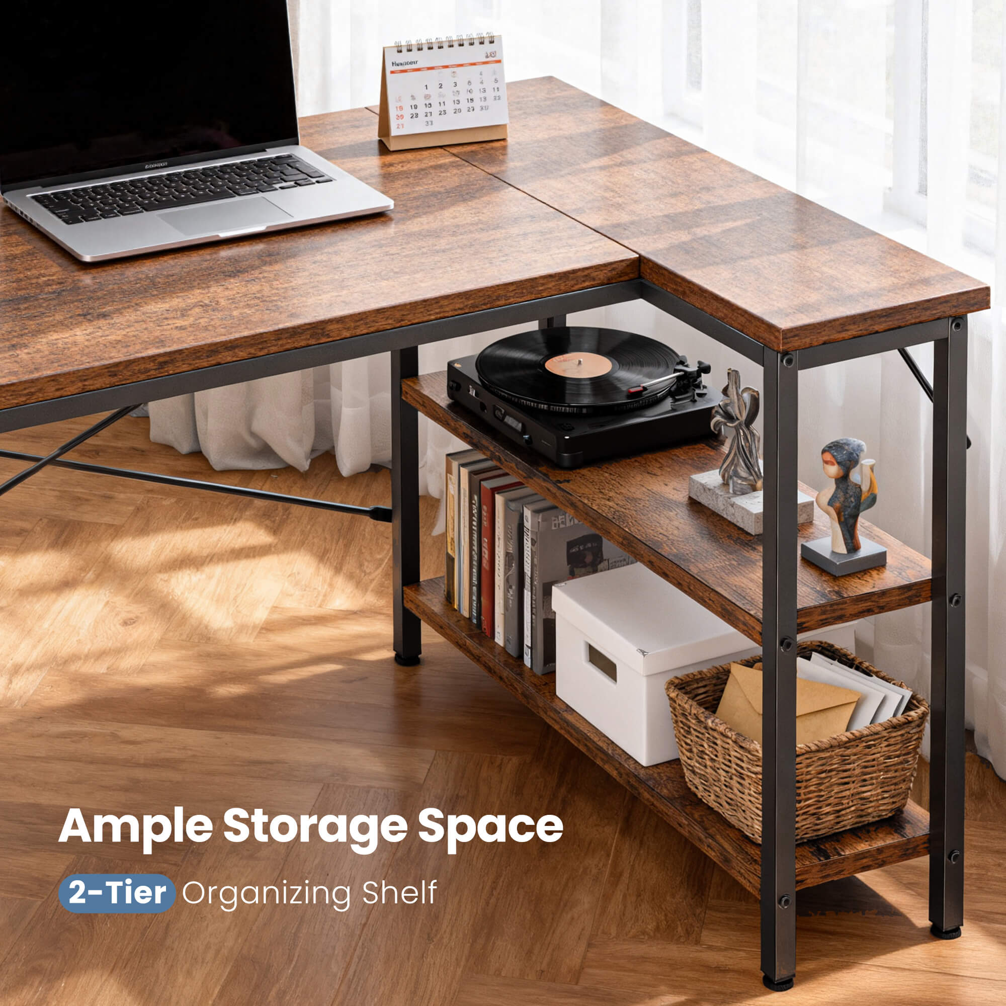 47″ L‑Shaped Computer Desk for Home Office