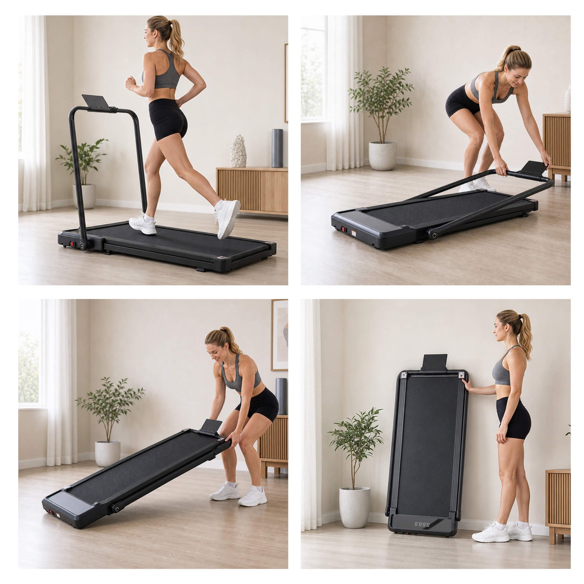 Portable Foldable Treadmill with Handrails