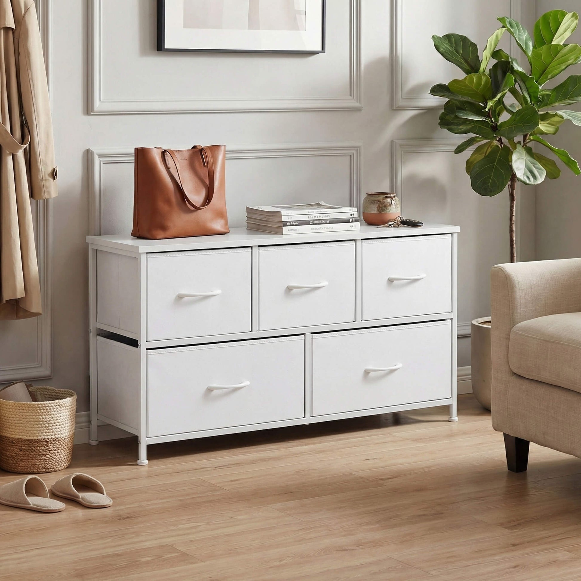Storage Cabinet with Metal Frame for Bedroom Dresser