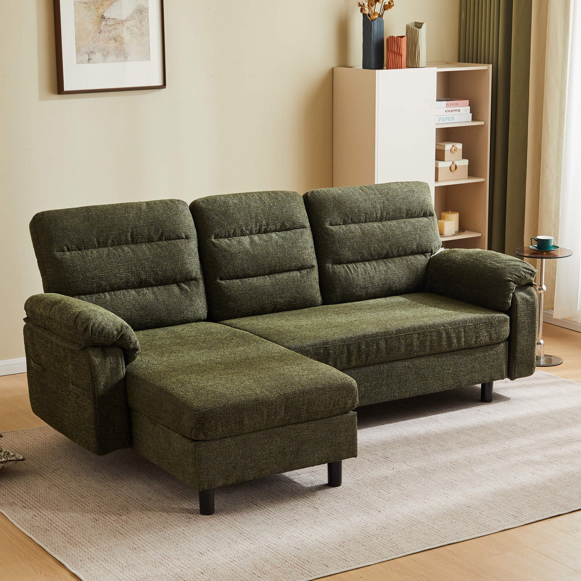 L-Shaped Convertible Sofa Set with Chaise for Living Room