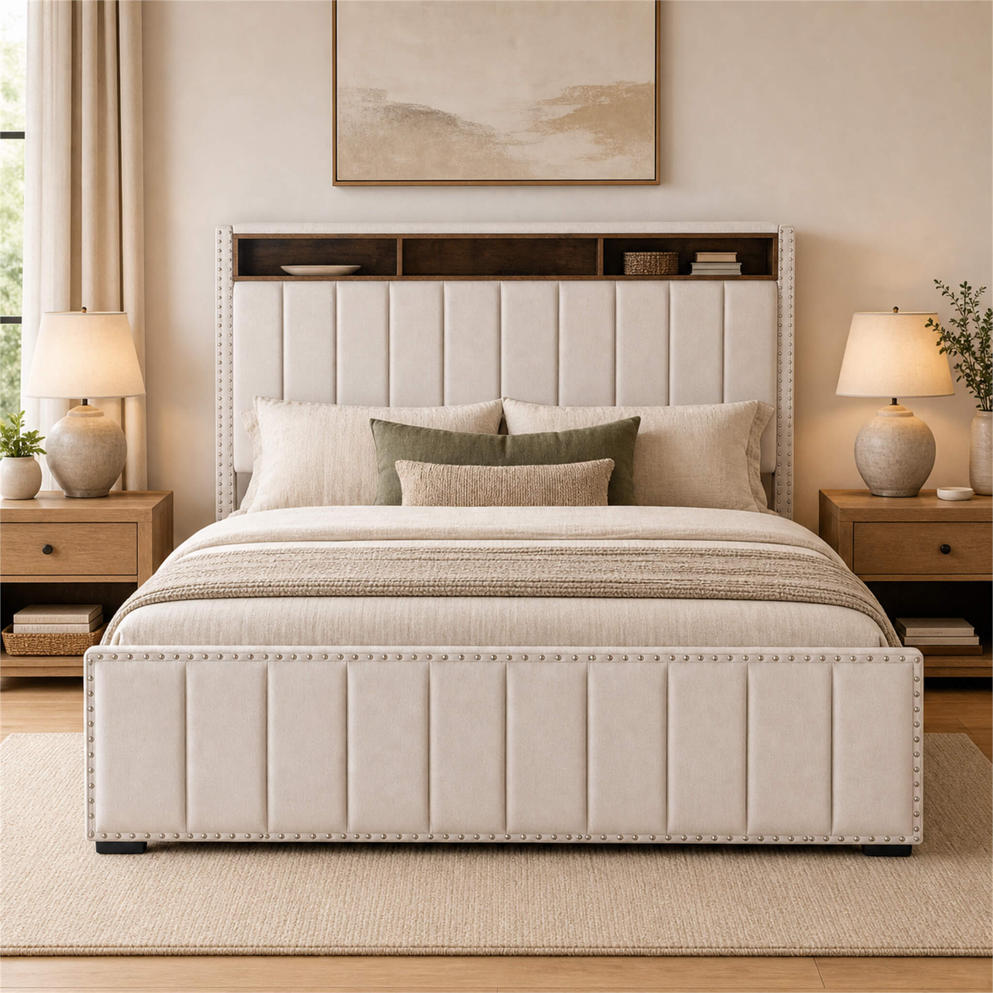 Storage Bed Frame with 4 Drawers – USB & LED Headboard