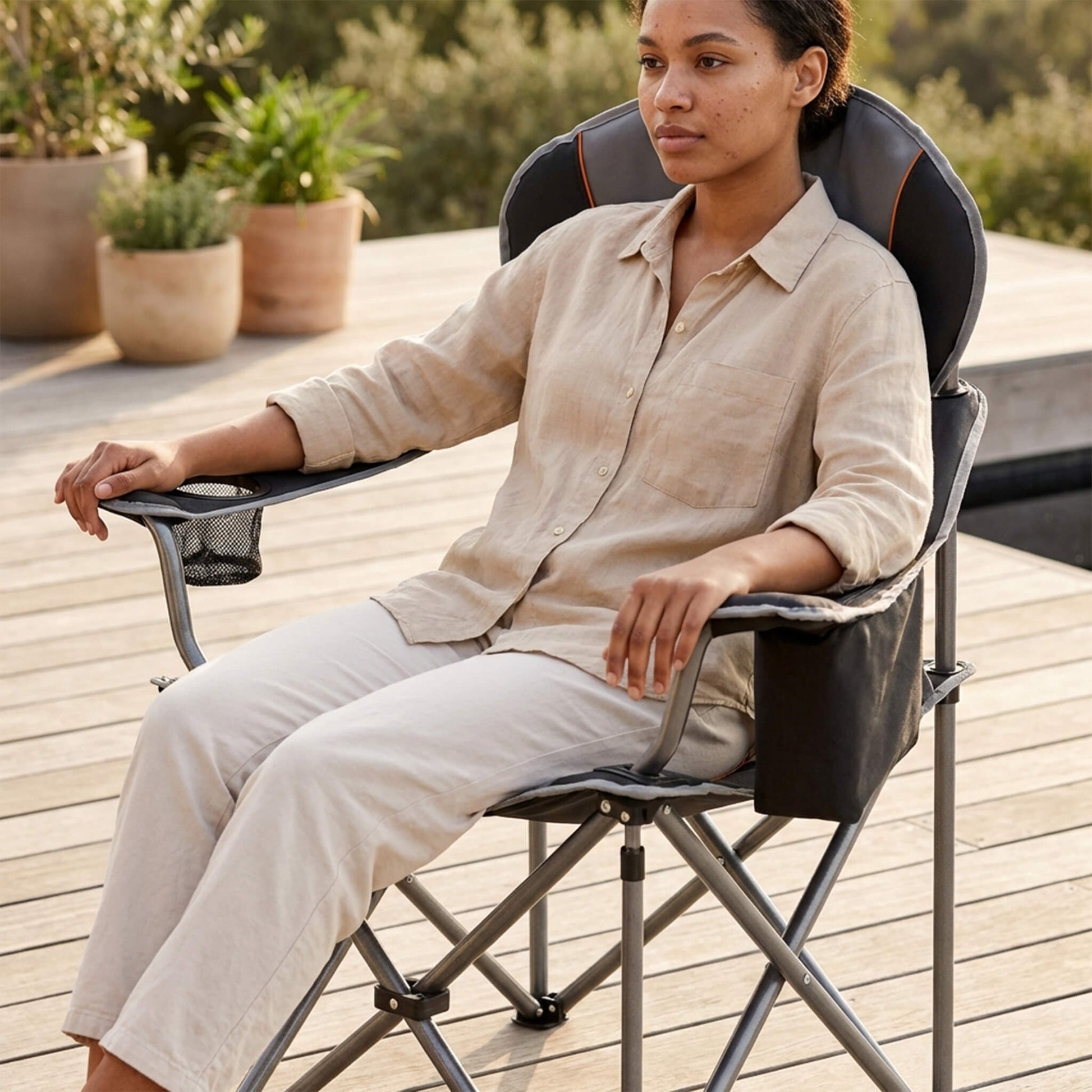 Portable Folding Camping Chair with Side Pocket