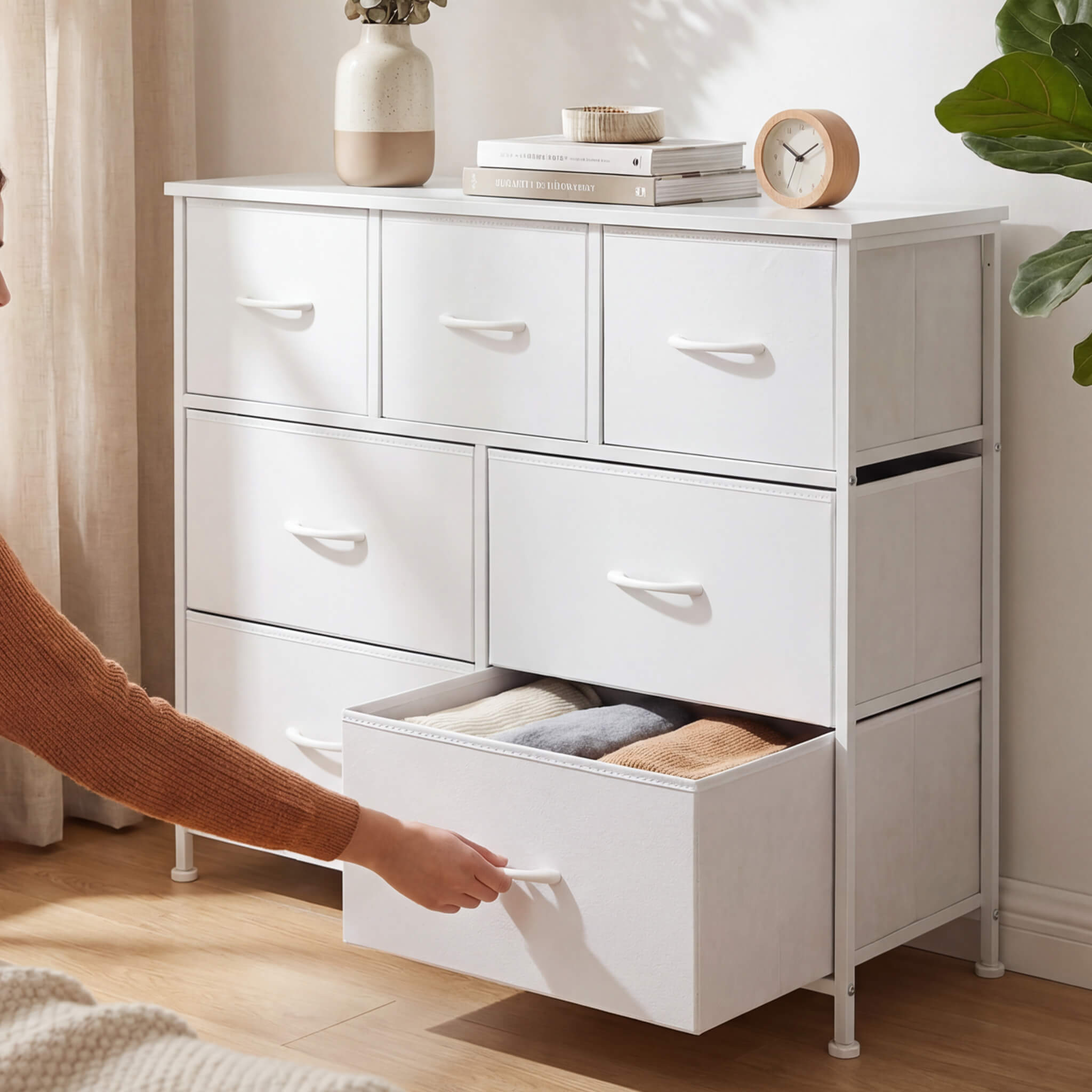 Dresser Wooden Top with Storage for Living Room Bedroom