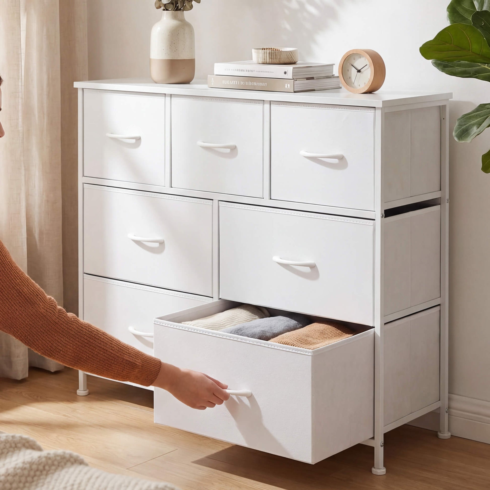 Dresser Wooden Top with Storage for Living Room Bedroom