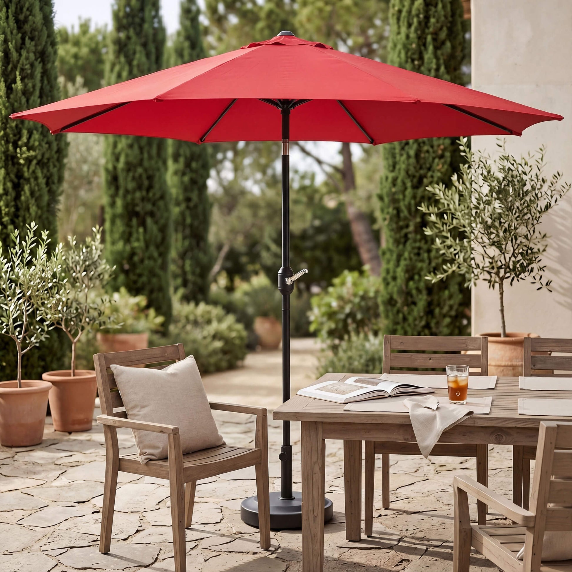 Patio Sunshade, 9 Feet with 8 Bones for Patios, Pools