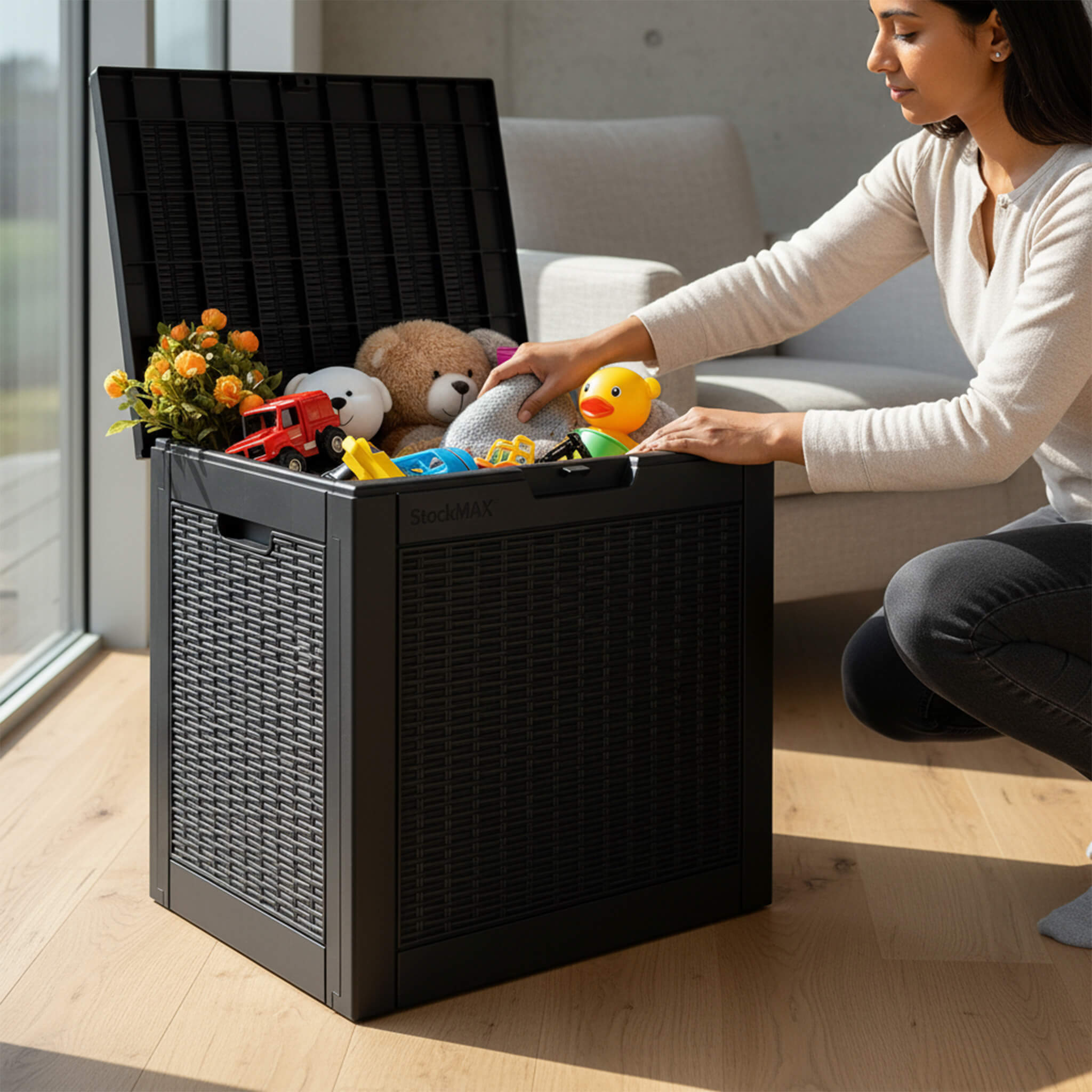 31 Gallon Resin Deck Box, Lockable Patio Storage Box