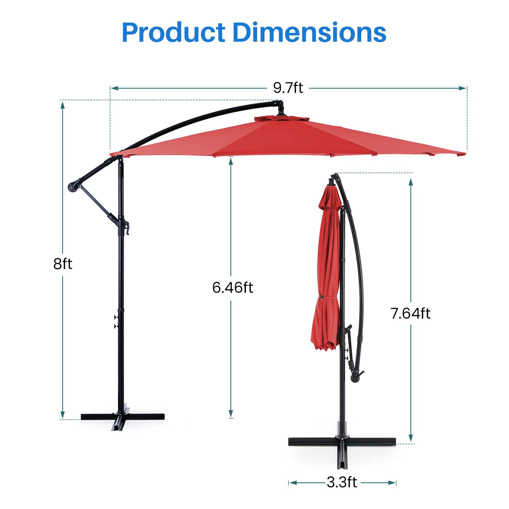 Offset Patio Cantilever Umbrella - Umbrellas for Patio, Anti-UV Canopy Sunshade Parasol, UV Resistant Outdoor