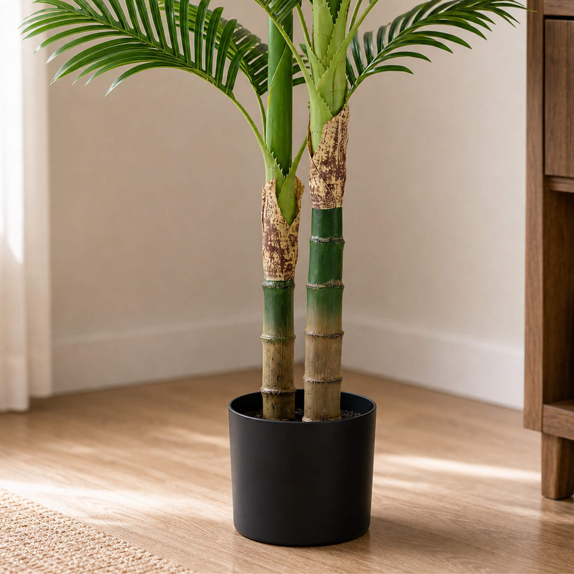 47" Artificial Palm Tree - Lifelike Faux Silk Plant with Black Pot