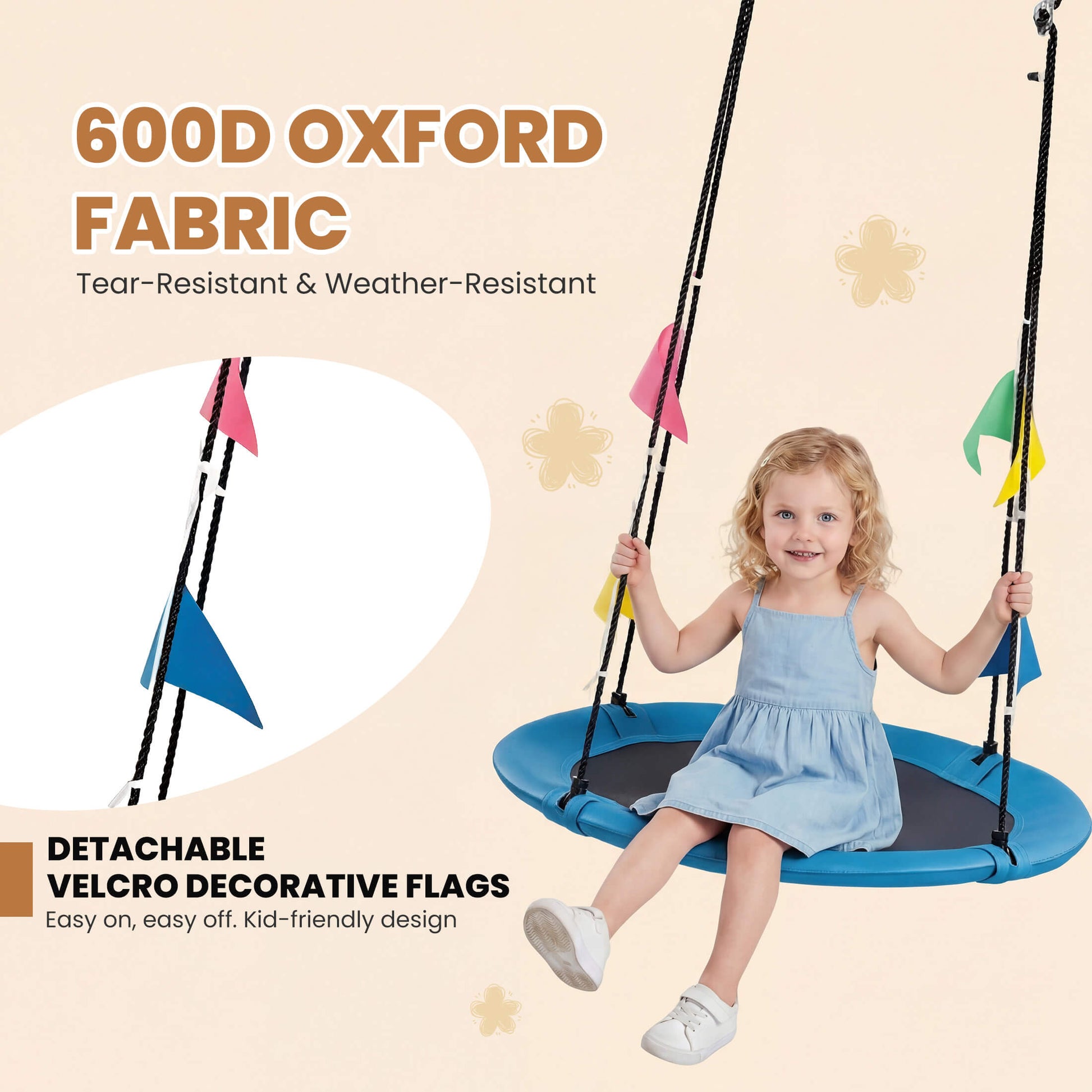 Adjustable Rope Saucer Swing for Backyard