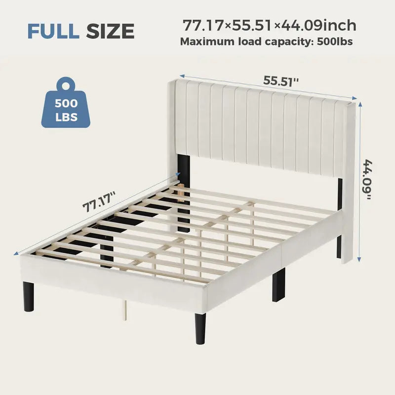 Upholstered Platform Bed Frame，Modern Accent Indoor Bedroom Furniture