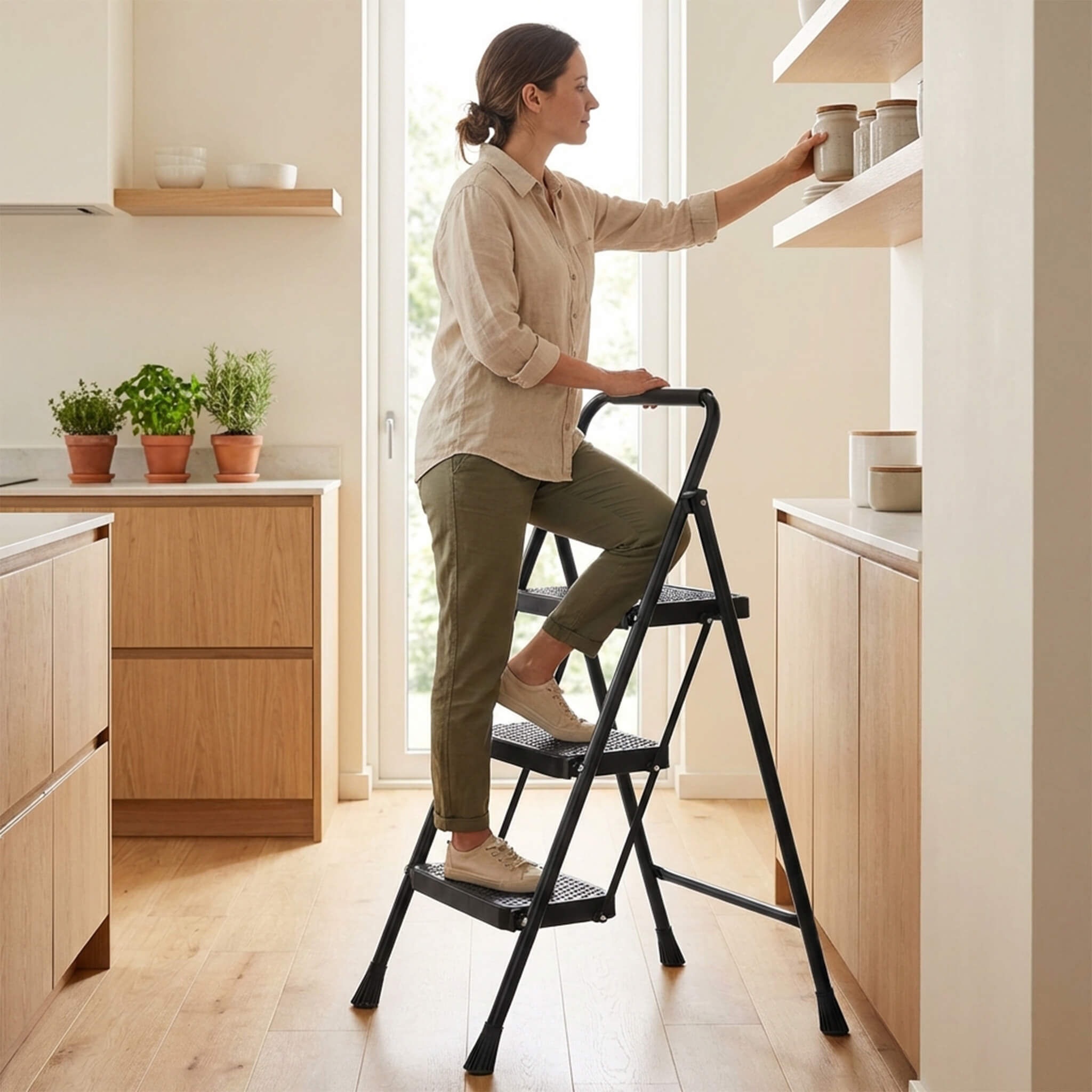 Anti-Slip Ladder for Accessing and Storing Items
