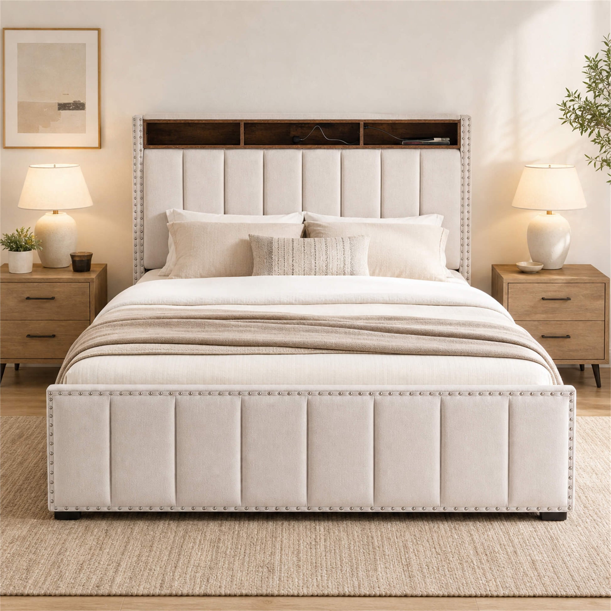 Storage Bed Frame with 4 Drawers – USB & LED Headboard