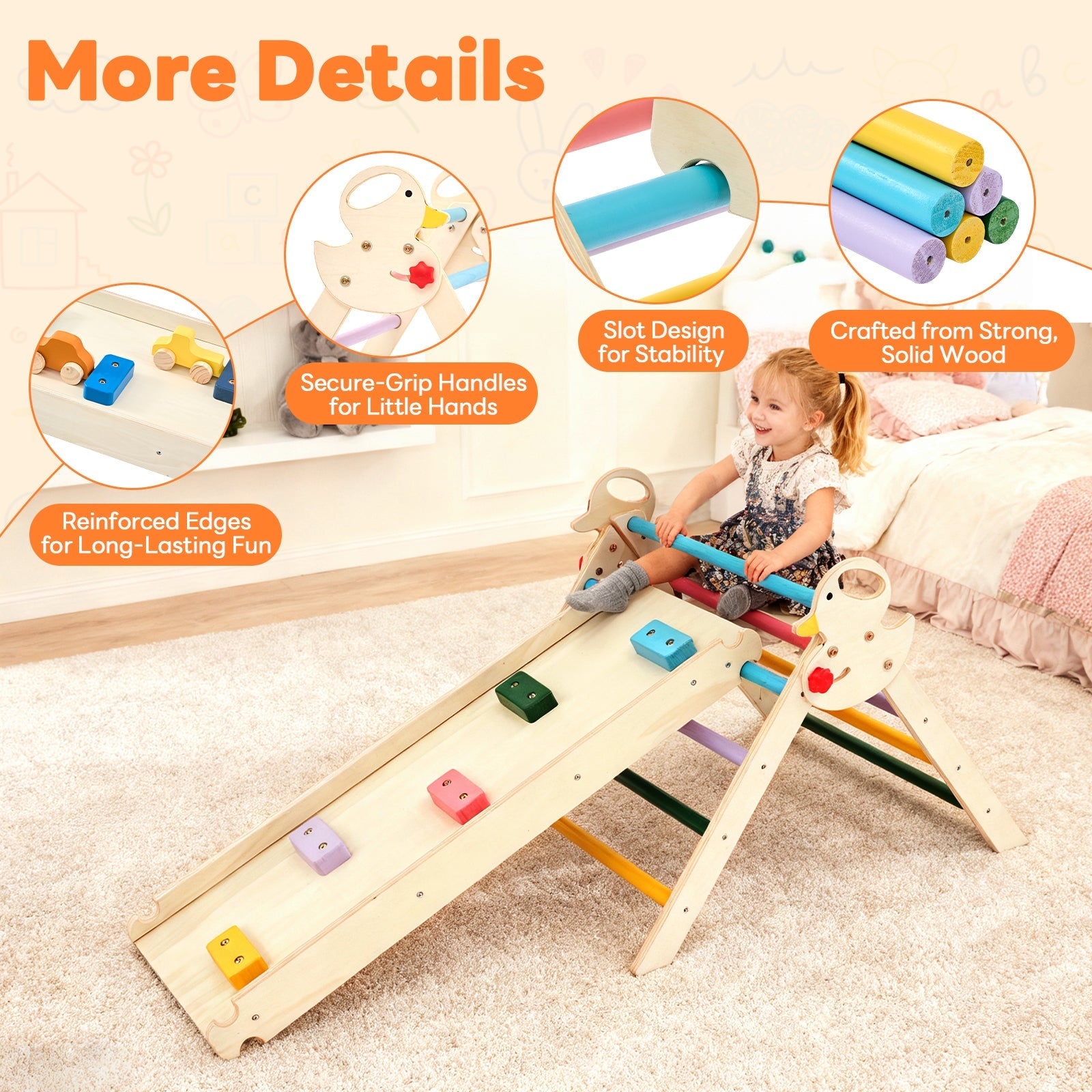 9-in-1 Pikler Triangle Set - Foldable Wooden Montessori Climber with Arch, Ramp & Ladder for Toddlers, Indoor Jungle Gym
