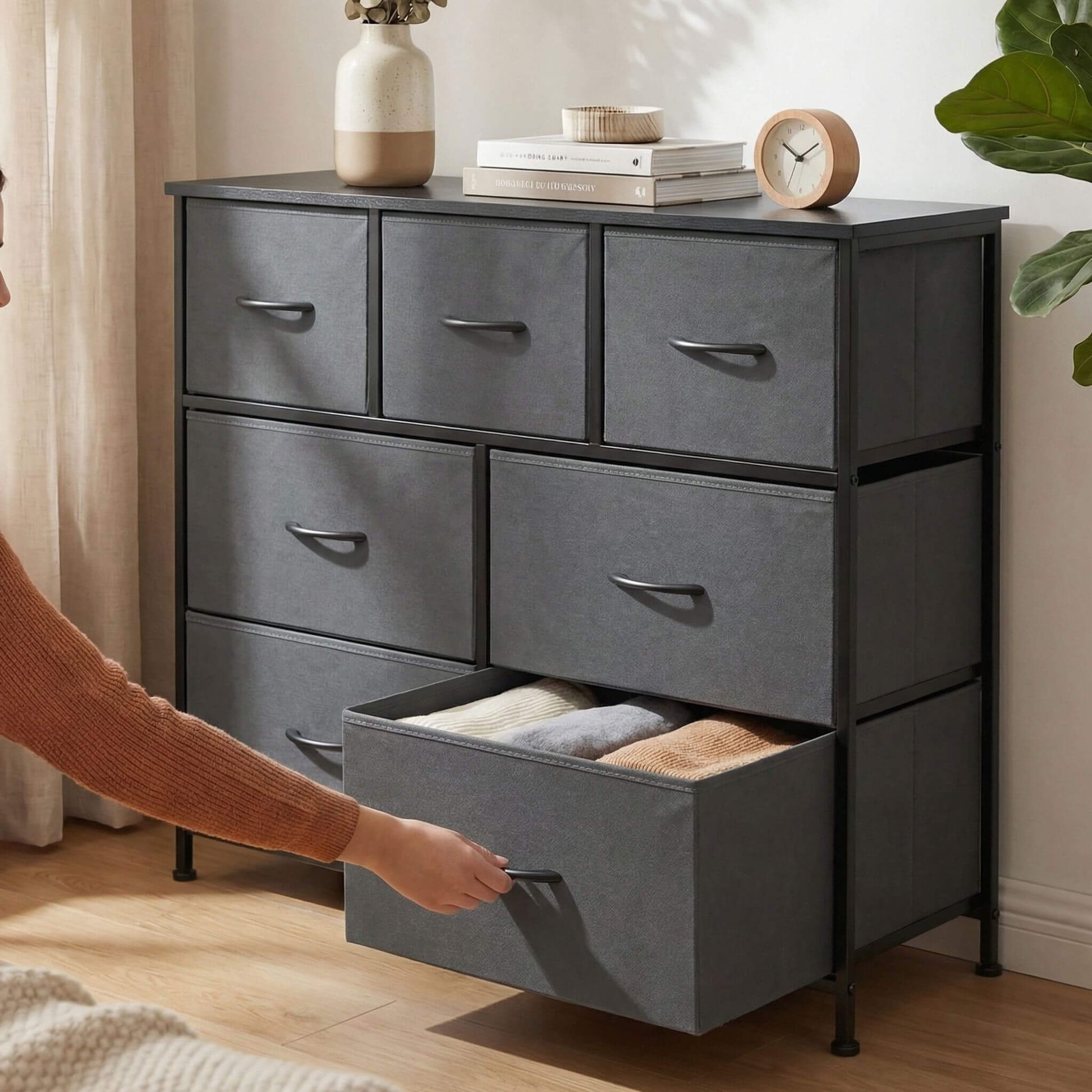 Dresser Wooden Top with Storage for Living Room Bedroom
