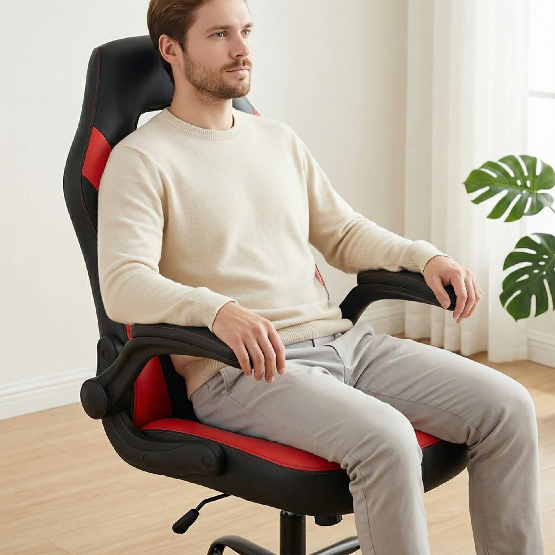 Leather Gaming Chair Height Adjustable For Playroom