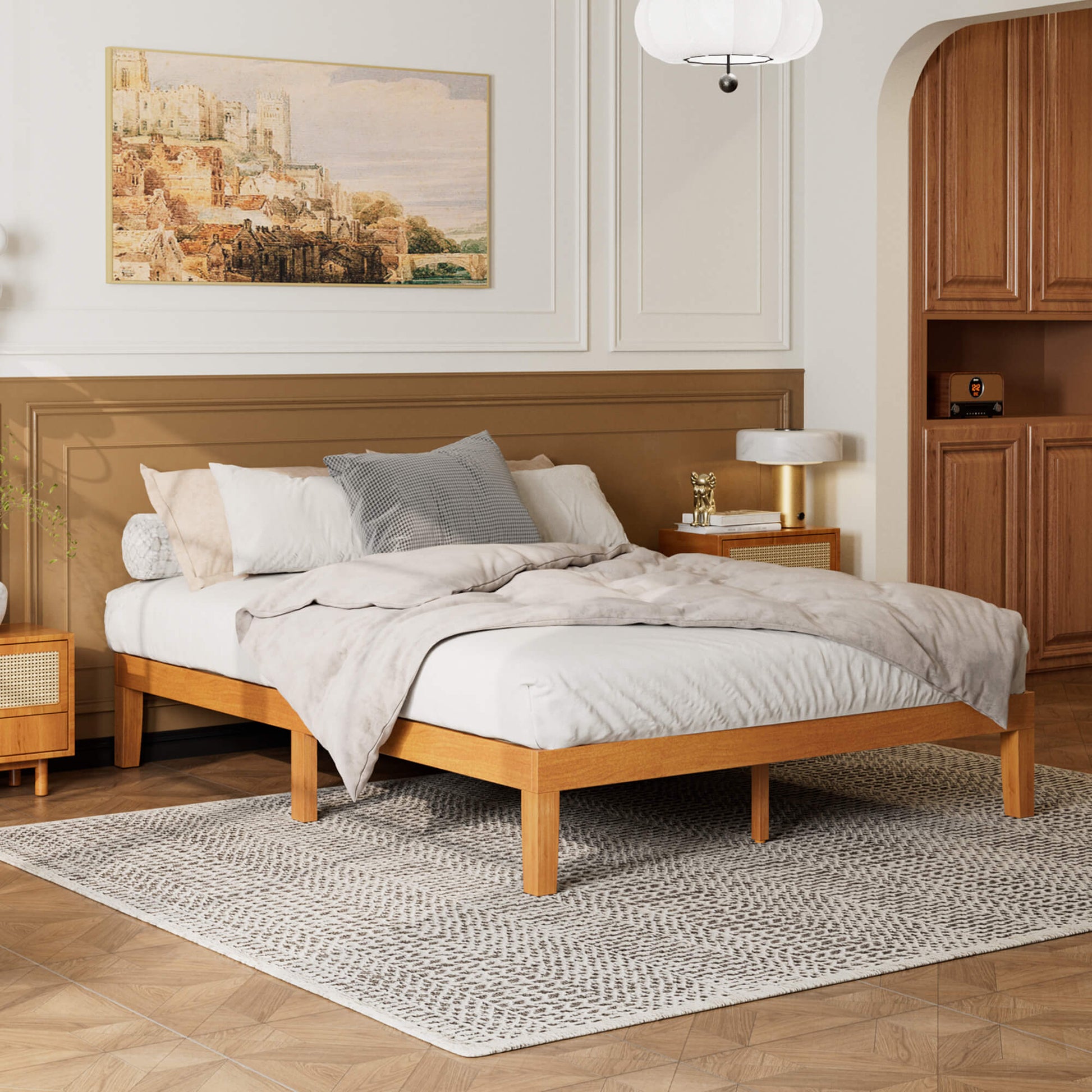 Minimalist Solid Wood Bed Frame for Bedroom