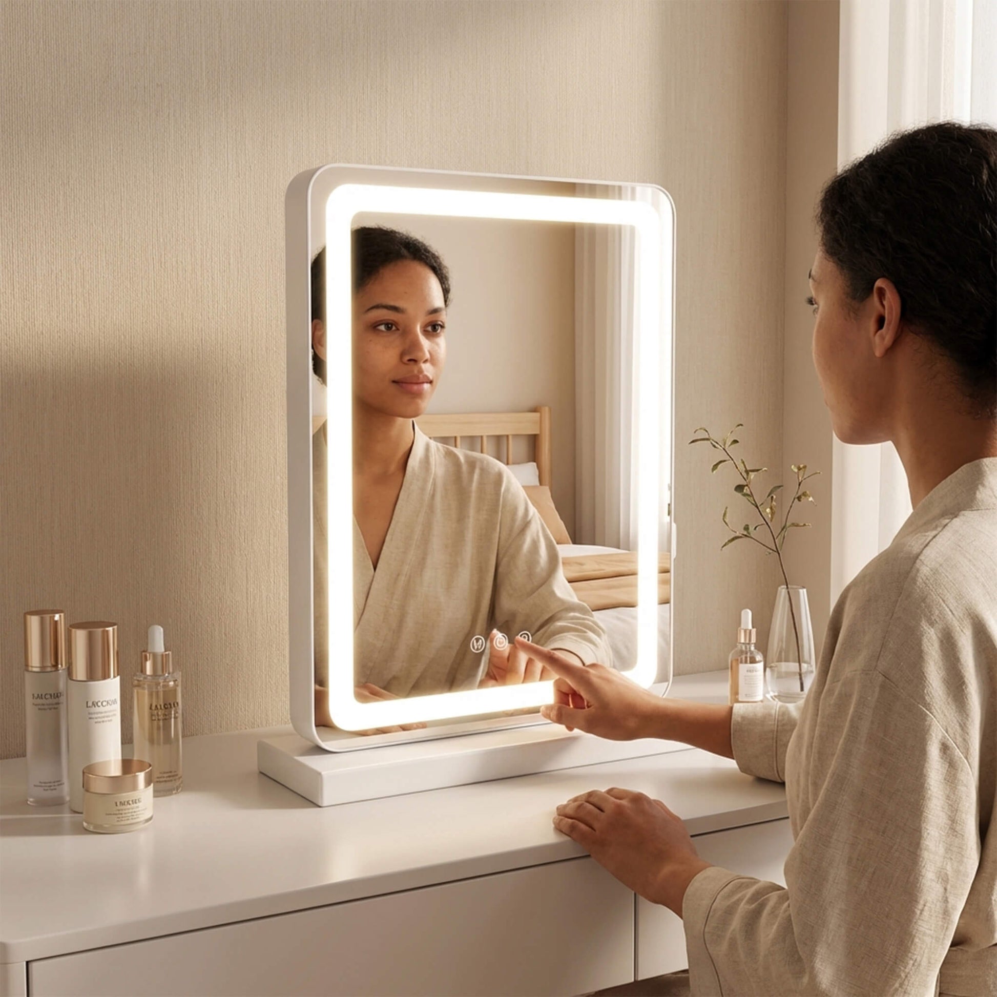 Makeup Mirror with Lights and Aluminum Alloy Frame