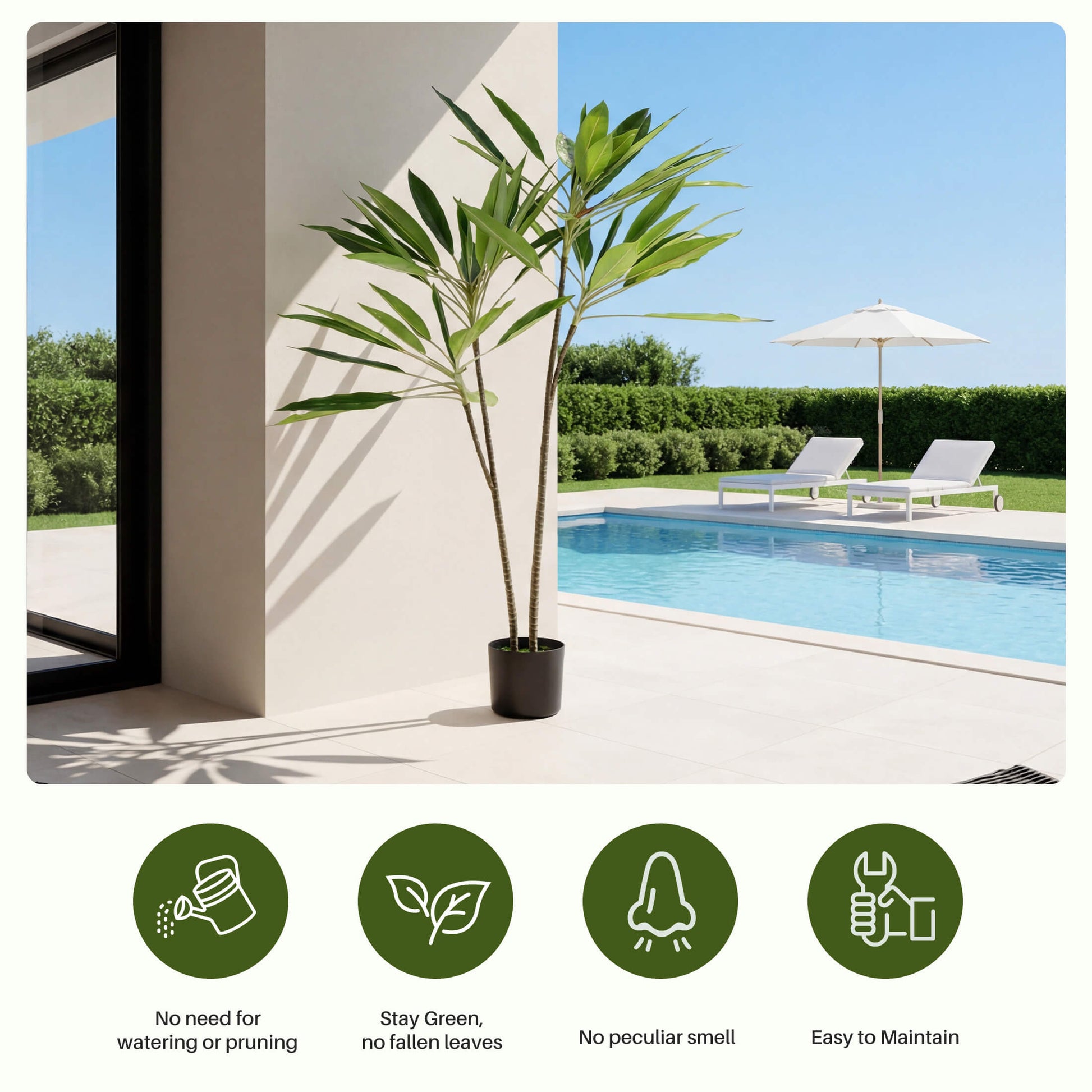 51" Artificial Dracaena Tree - Lifelike Faux Silk Plant for Home & Office