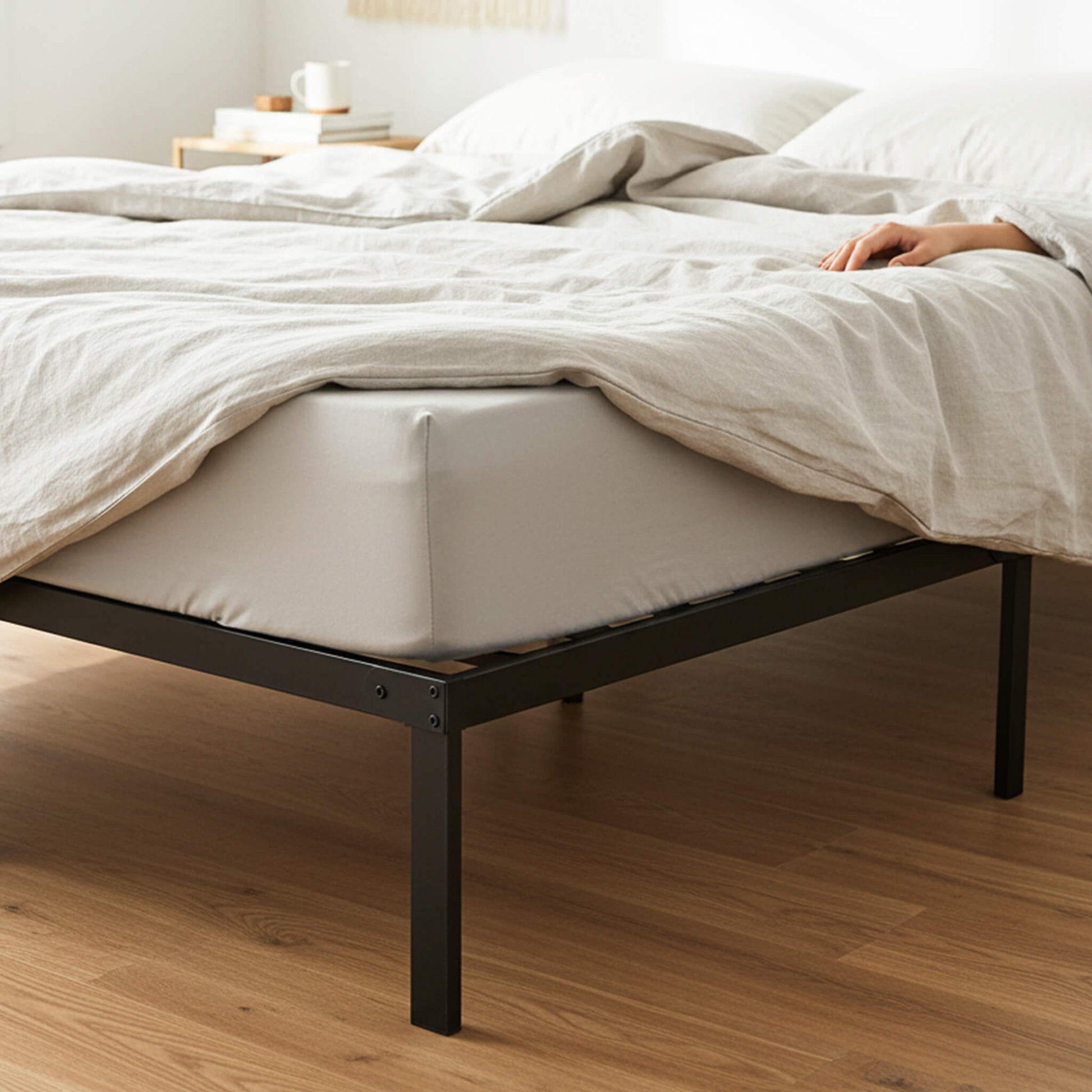 Heavy Duty Metal Bed Frame with Under-Bed Storage for Bedroom