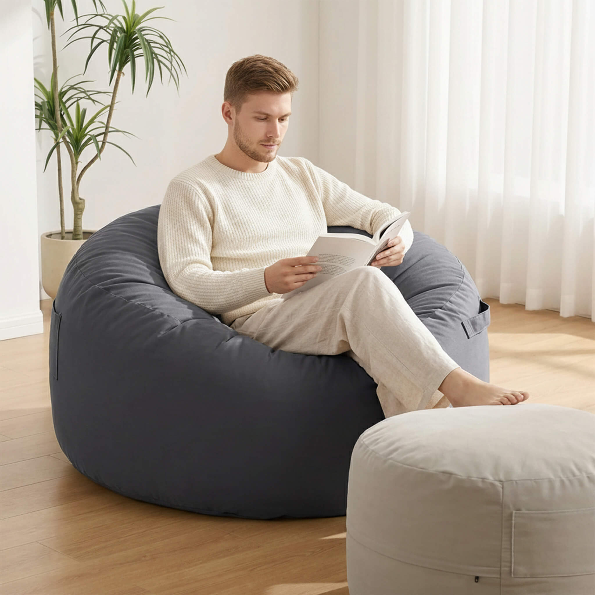 Adult Universal Bean Bag Chair-Round & Cozy Comfort