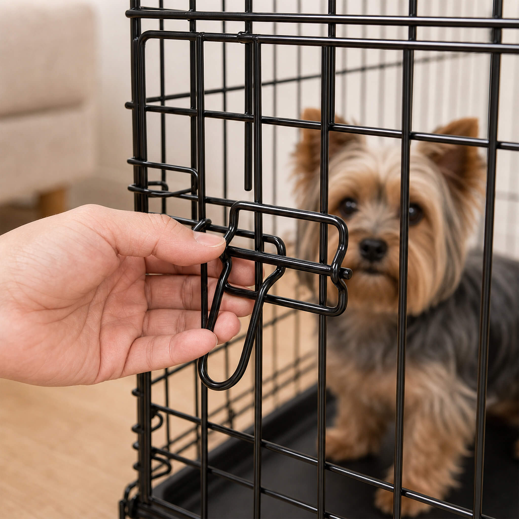Foldable, Portable, Two-Door Metal Dog Cage