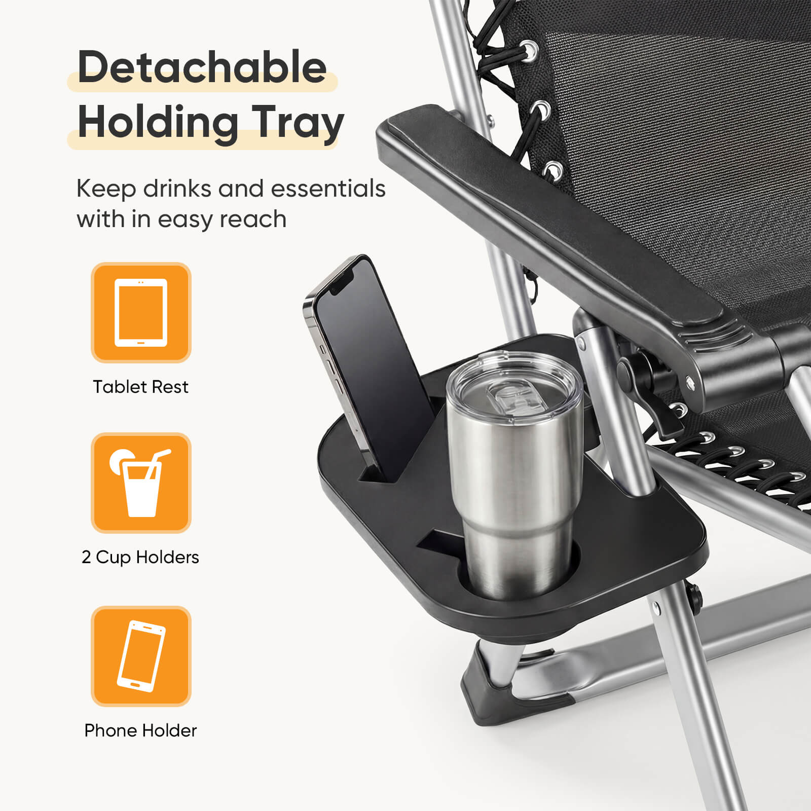 Foldable Zero-Gravity Outdoor Lounge Chair for Beach/Patio