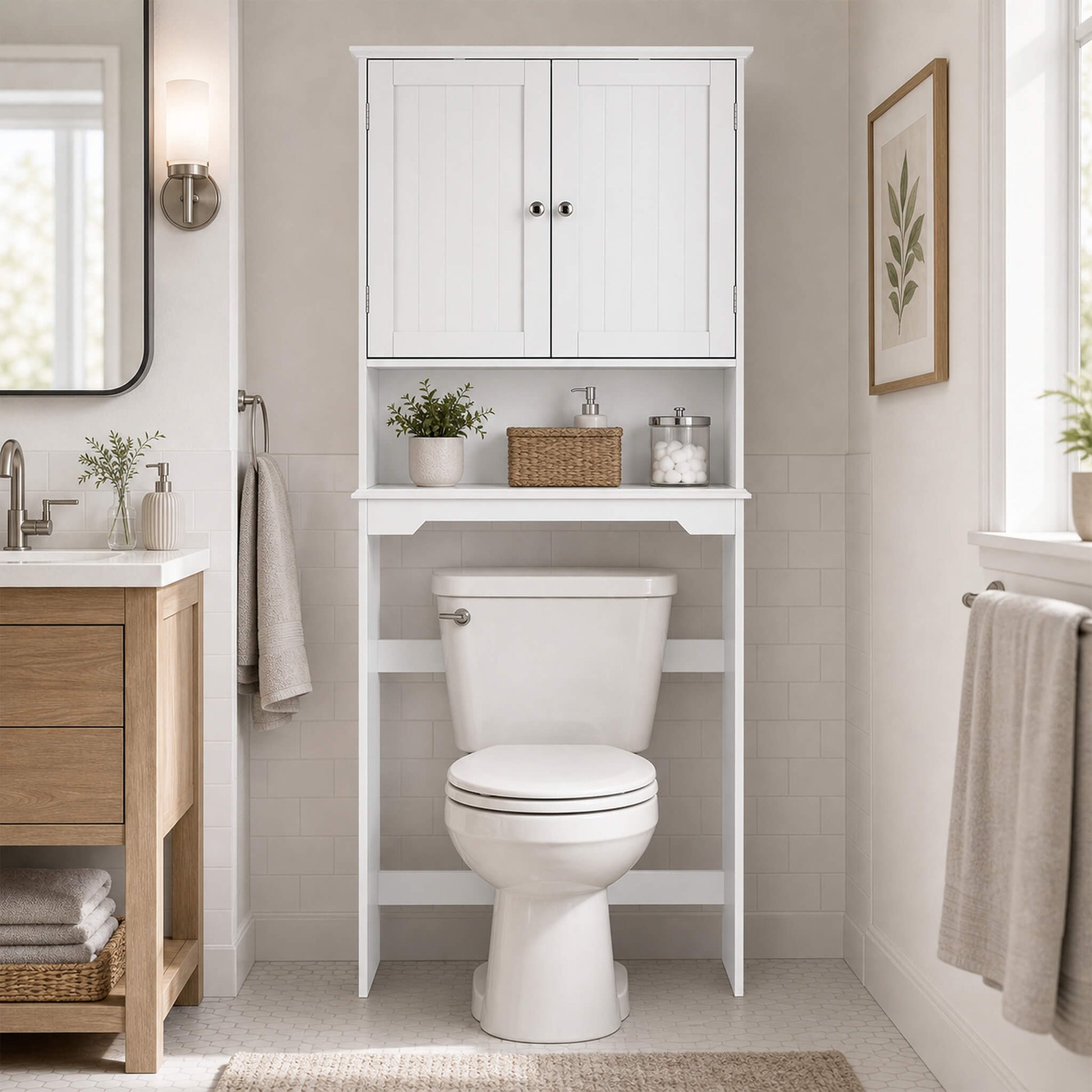 Above-Toilet Space-Saving Storage Cabinet for Bathroom