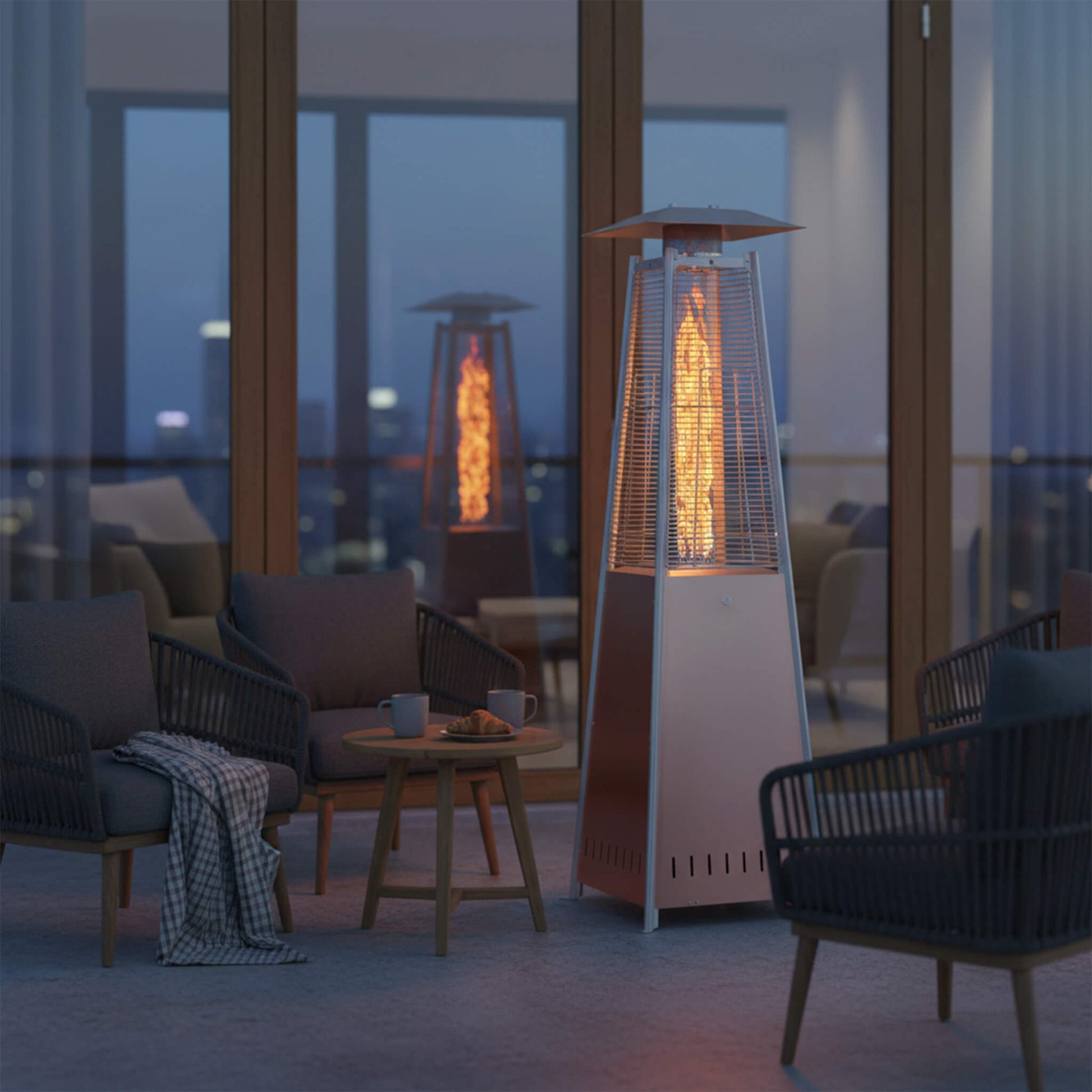 48,000 BTU Pyramid Propane Gas Patio Heater with LED Light