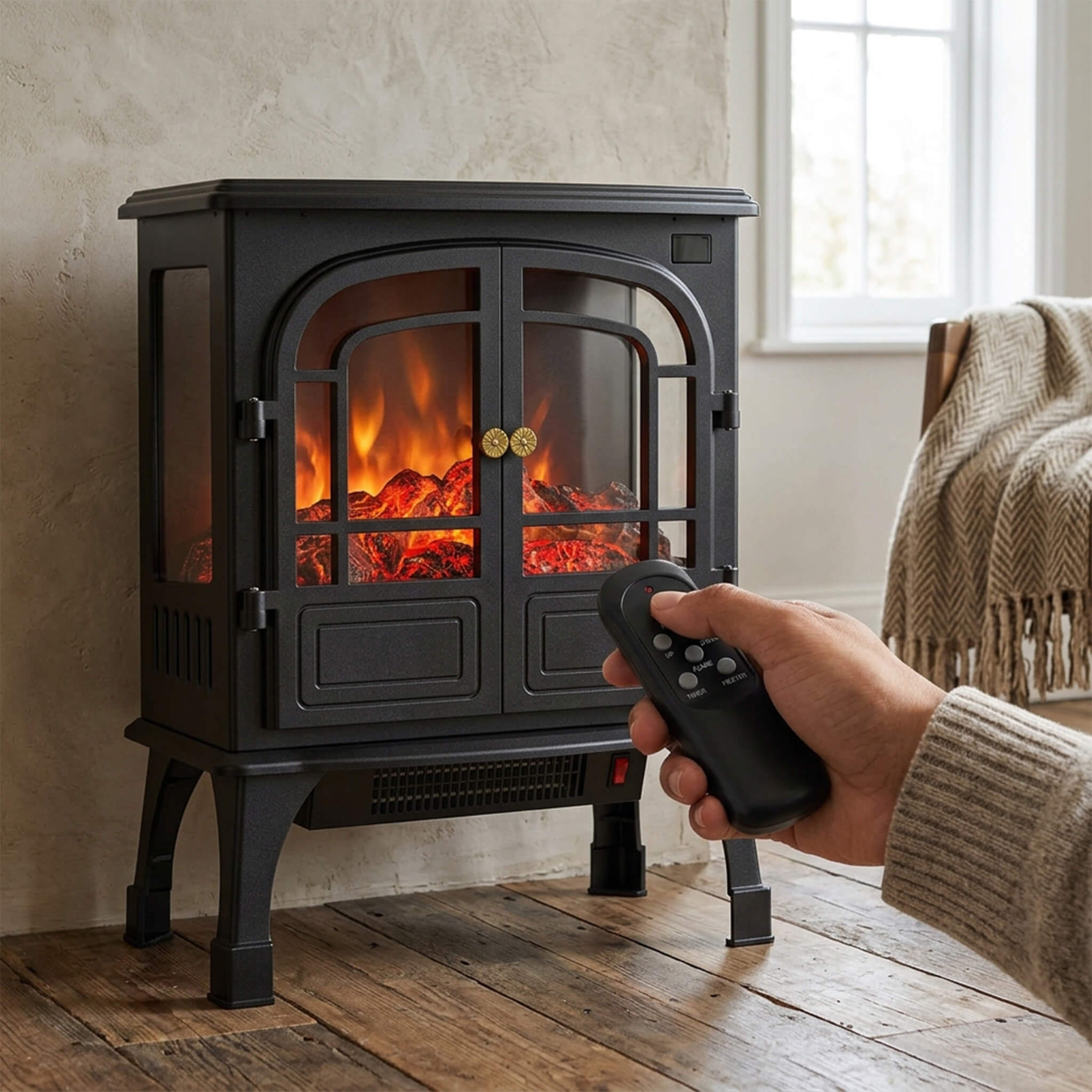 Freestanding Electric Heater with 2 Heating Modes for Indoor Use