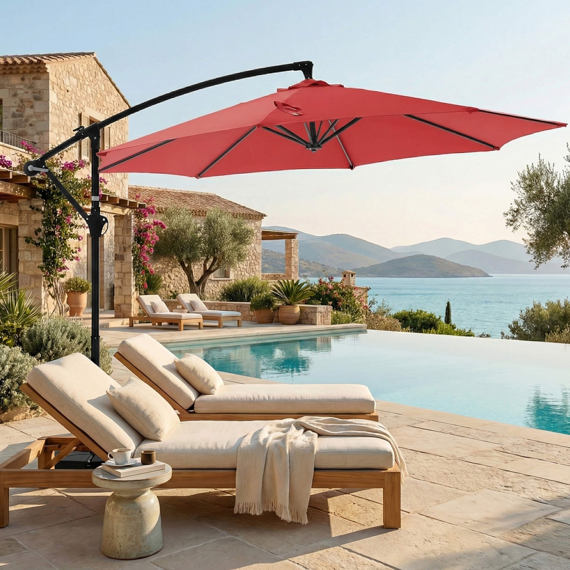 Patio Umbrellale ，Outdoor Table Umbrella with Tilt and Crank
