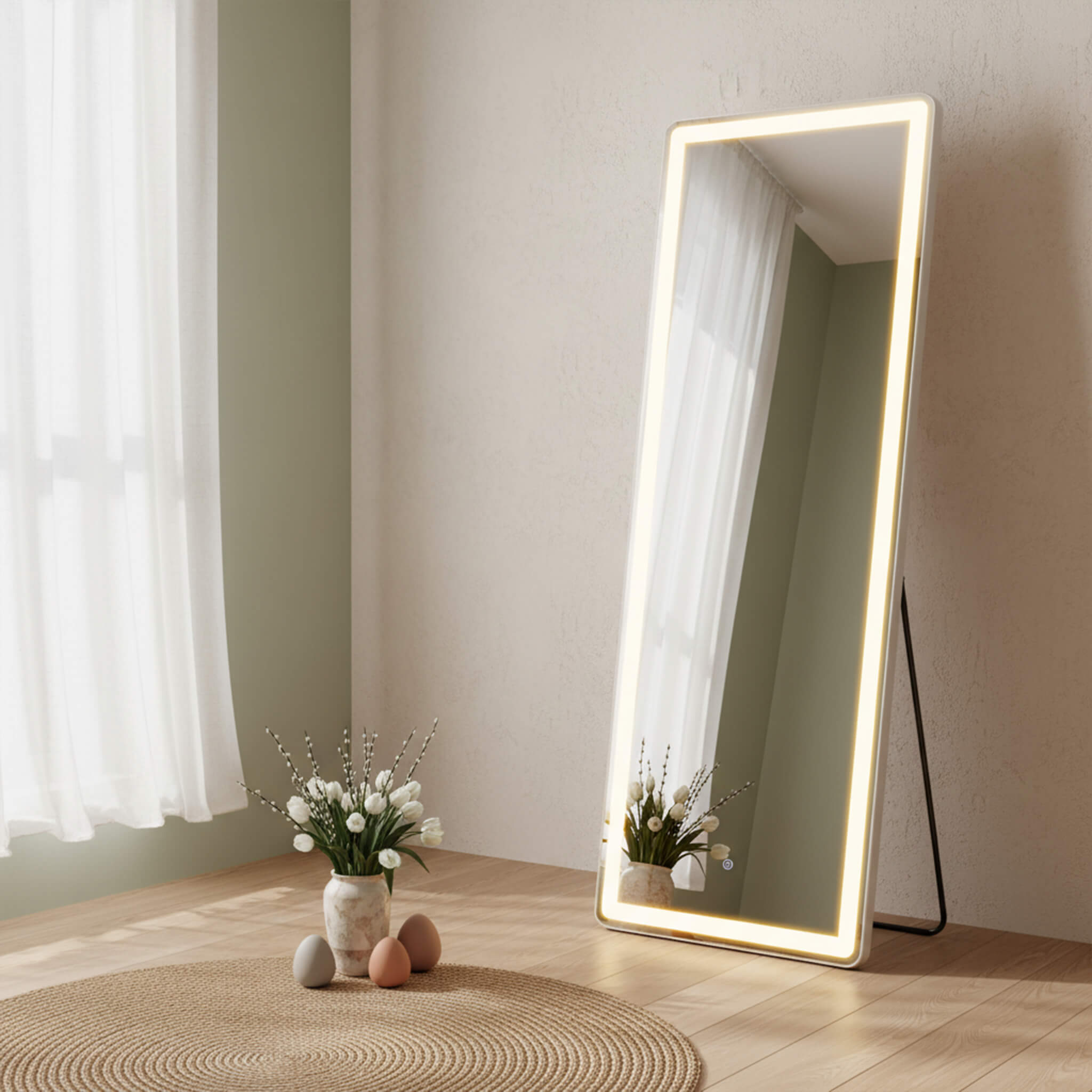 Tri-colour LED Illuminated Mirror for Indoors