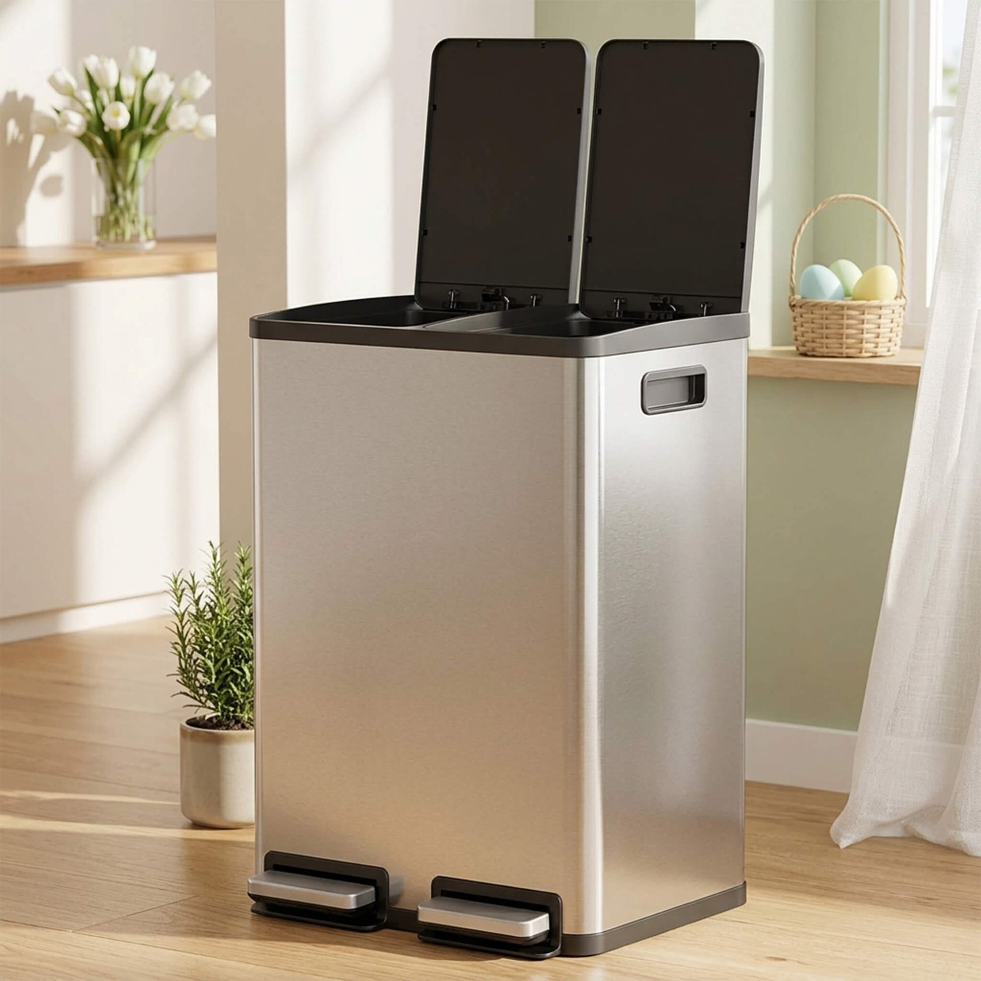 Stainless Steel Bin with Pedal Keeps Kitchen Odour Free