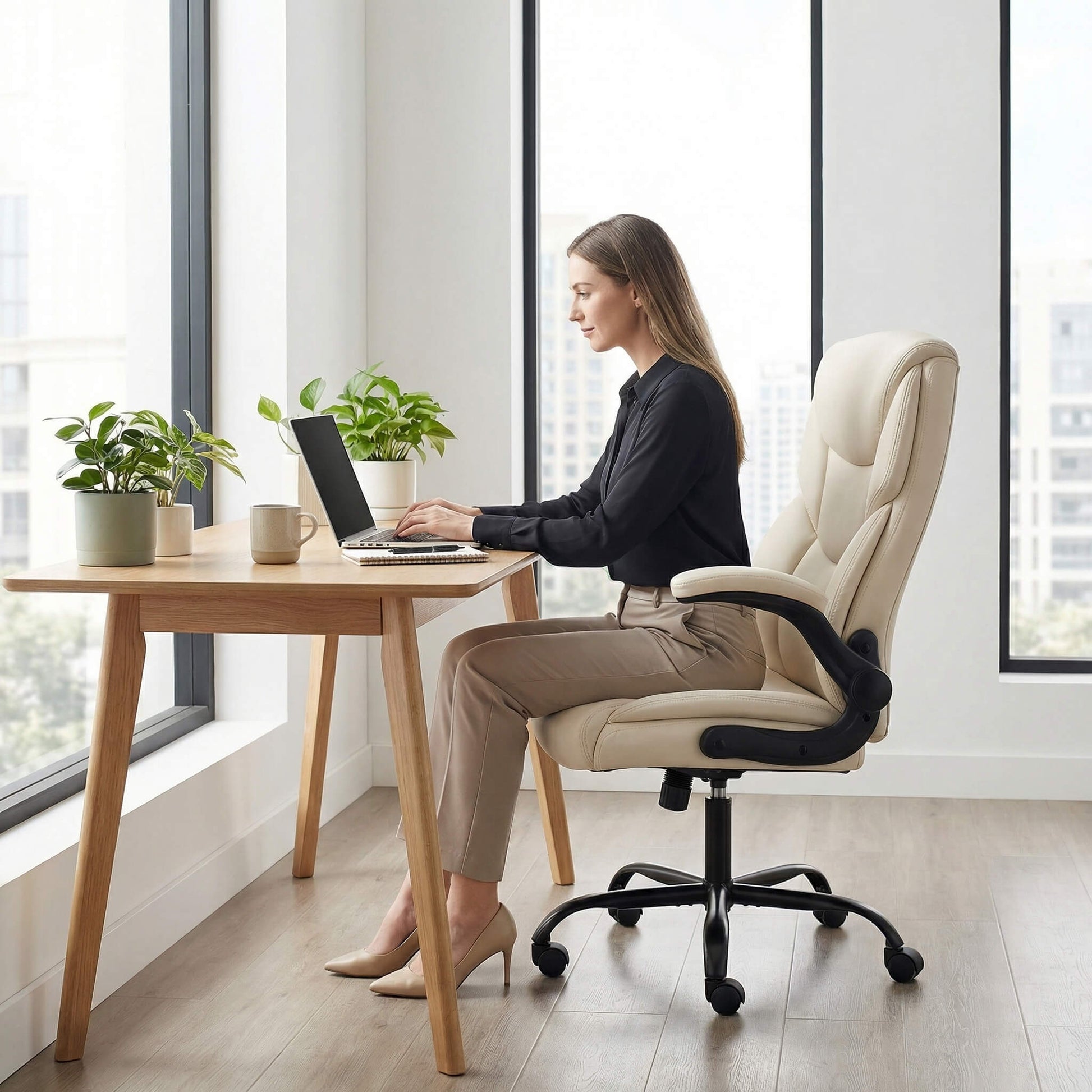 Office Chair PU Leather Metal Base