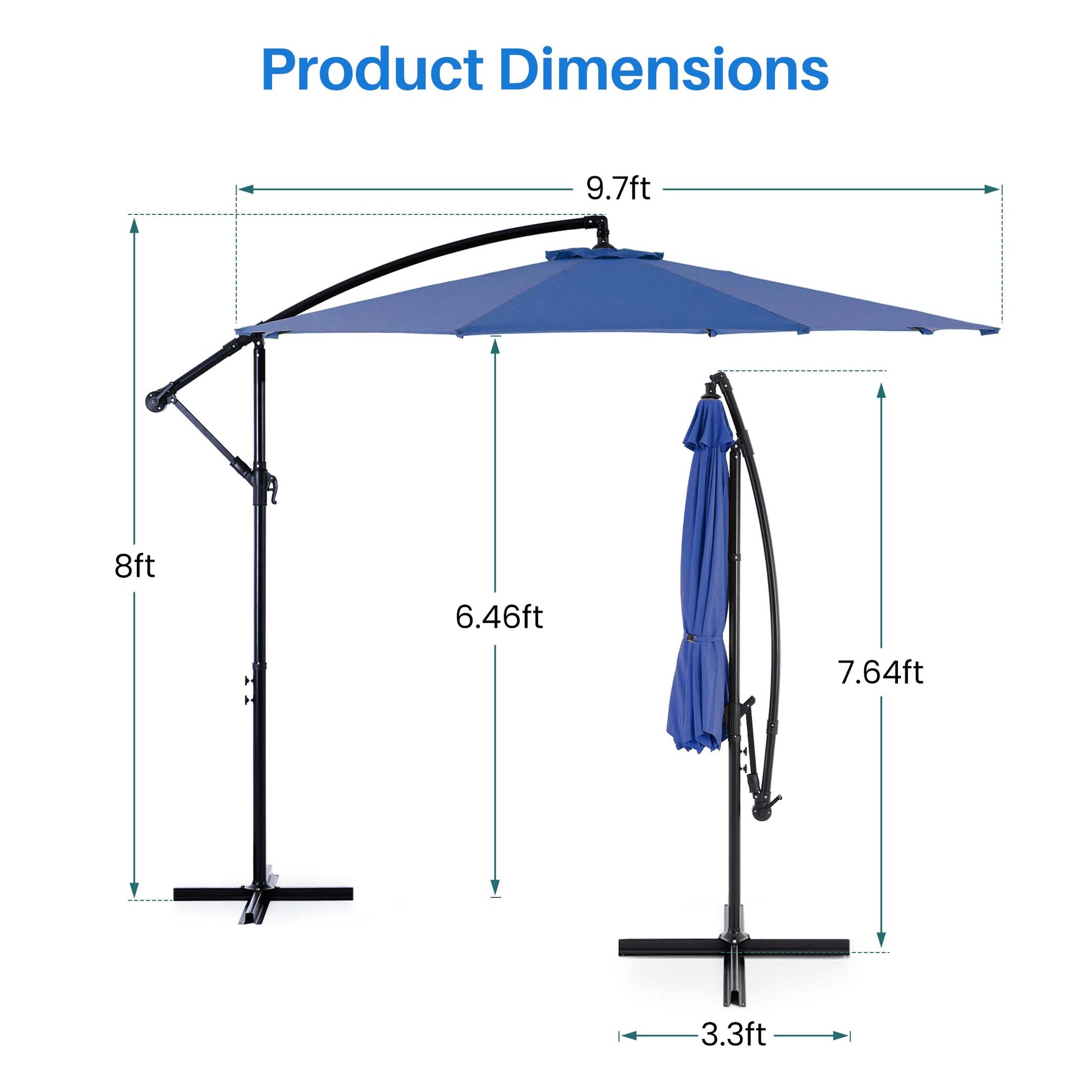 Offset Patio Cantilever Umbrella - Umbrellas for Patio, Anti-UV Canopy Sunshade Parasol, UV Resistant Outdoor