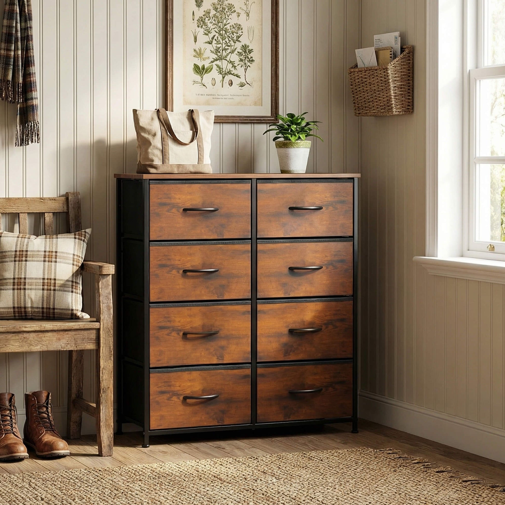 High Dresser Fabric Storage Tower 8 Fabric Drawer