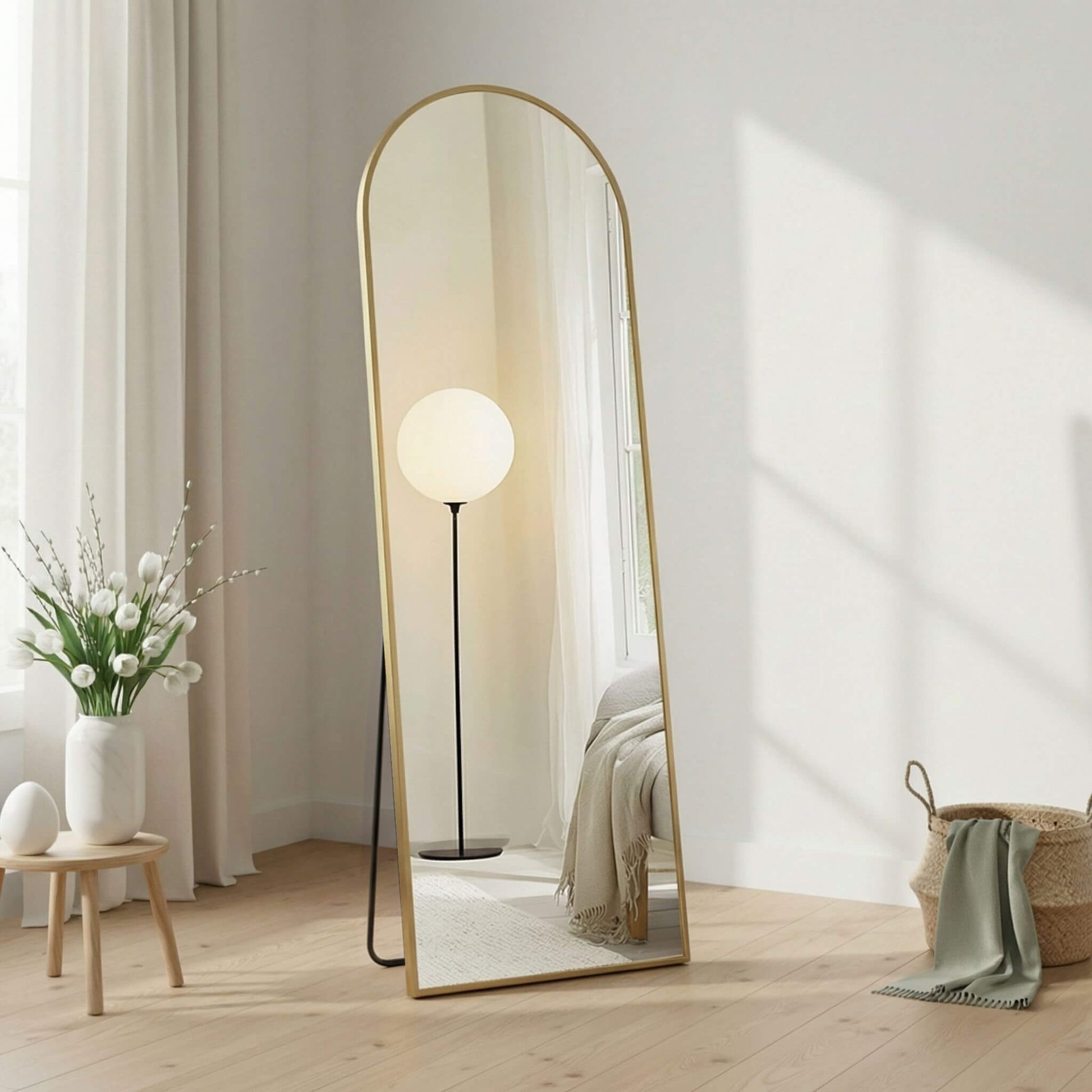 Floor Mirror with Slim Metal Frame for Bedroom