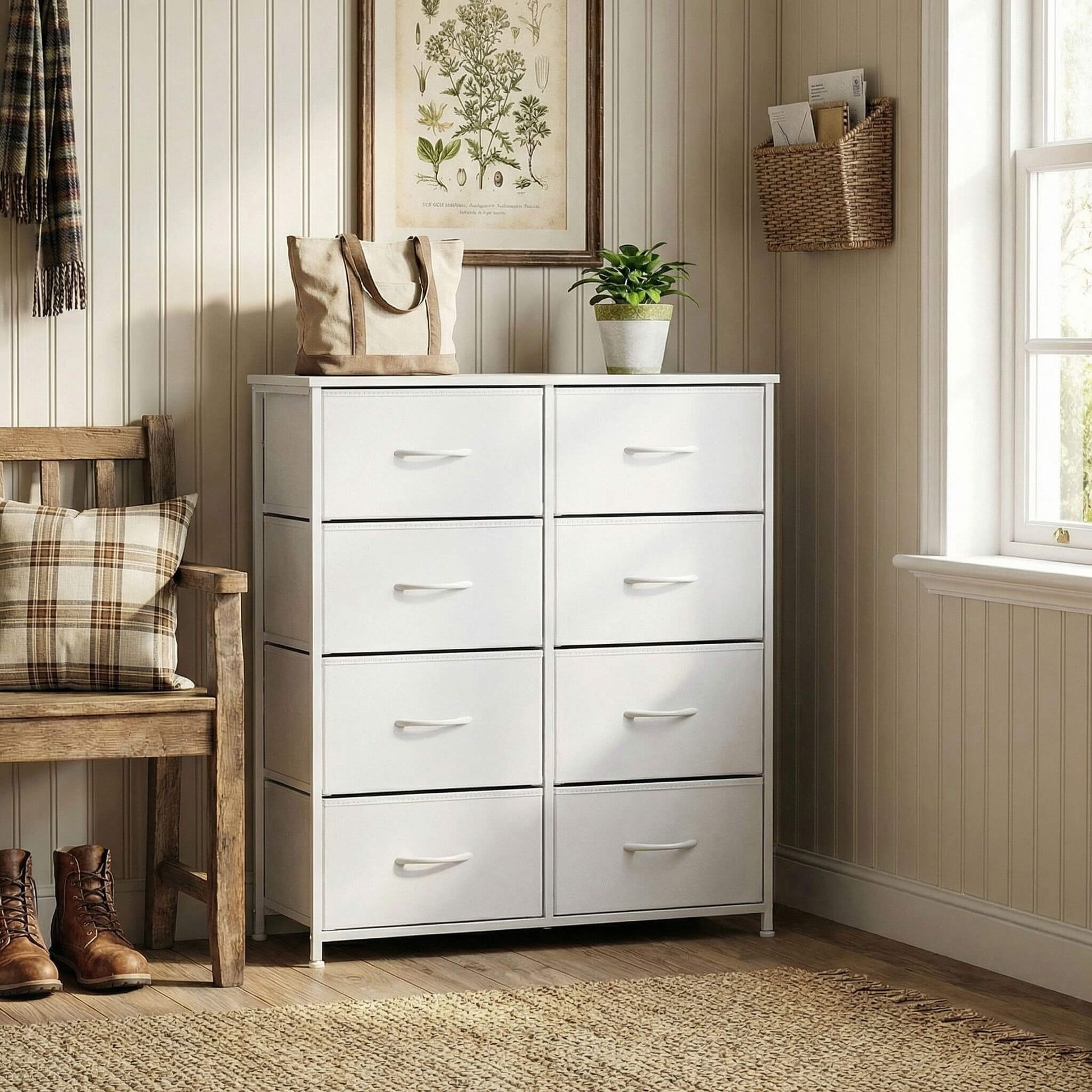 High Dresser Fabric Storage Tower 8 Fabric Drawer
