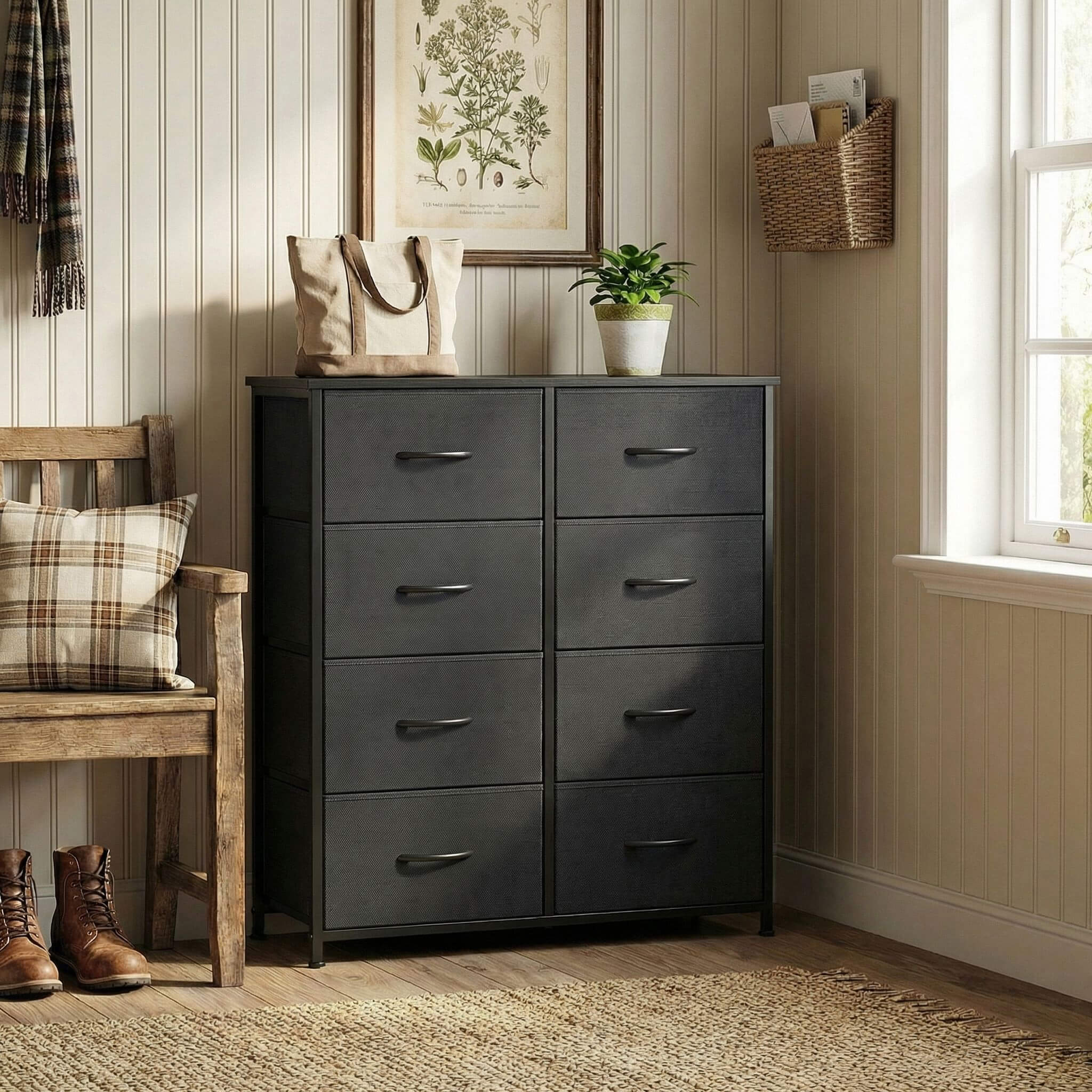 High Dresser Fabric Storage Tower 8 Fabric Drawer