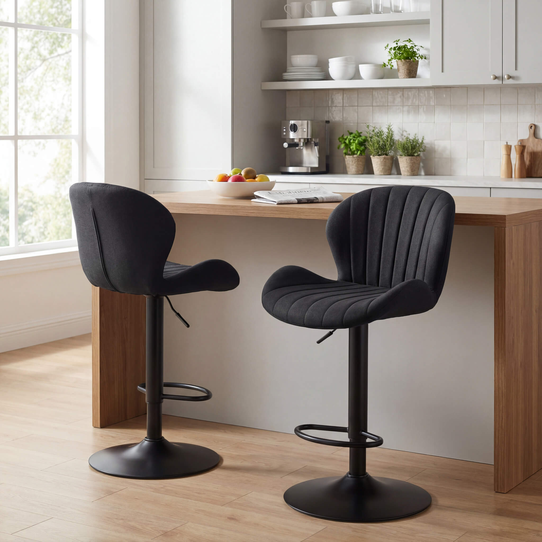 Set of 2 Adjustable Swivel Bar Stools