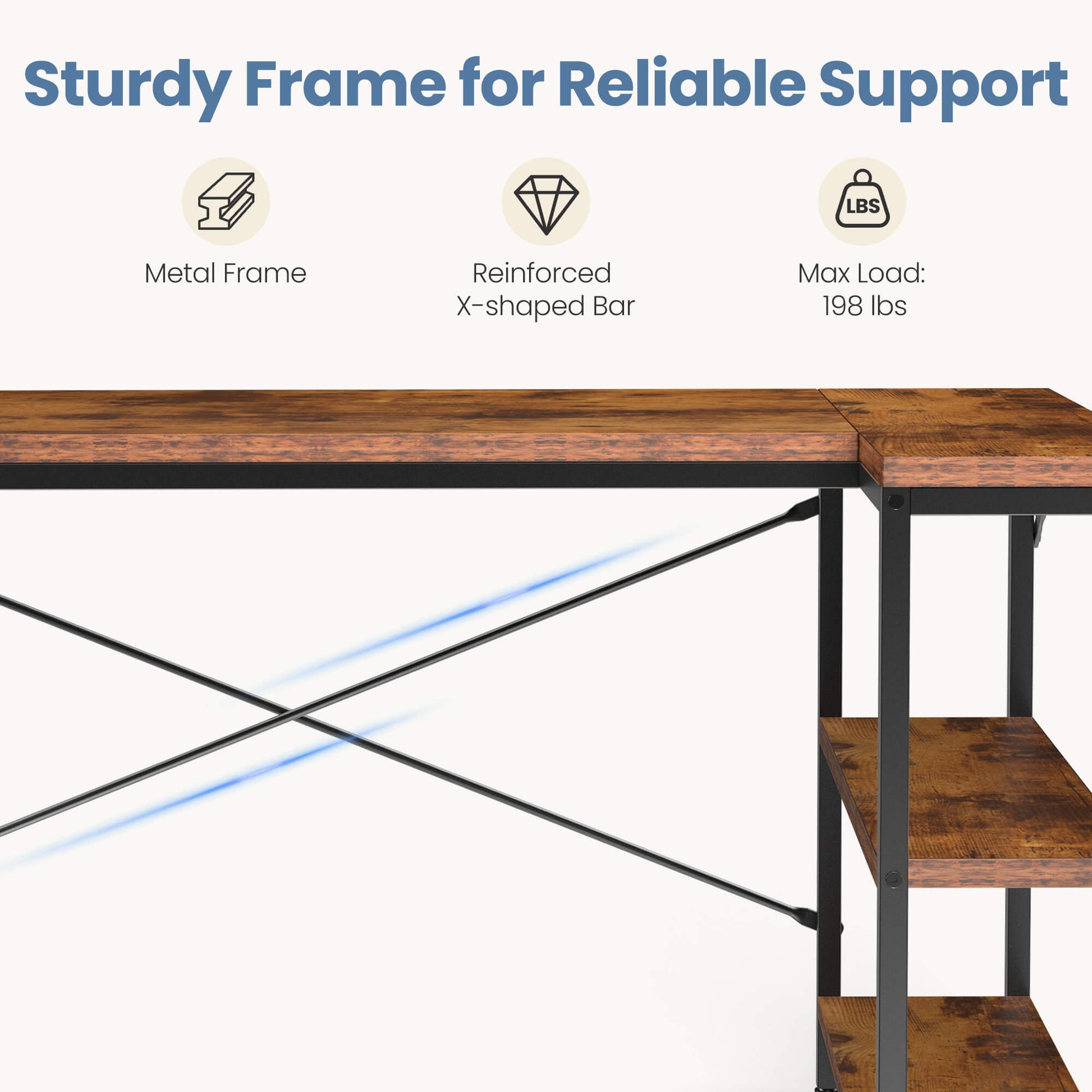 47″ L‑Shaped Computer Desk for Home Office