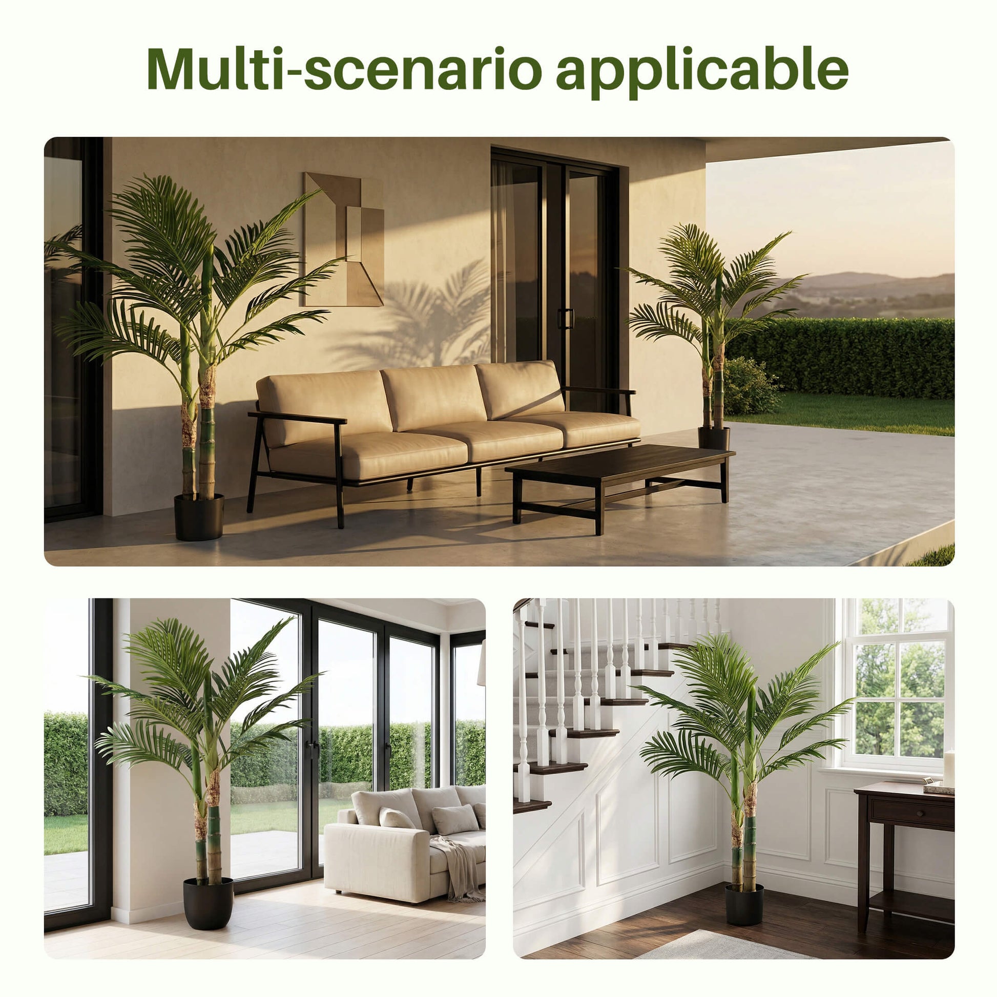 47" Artificial Palm Tree - Lifelike Faux Silk Plant with Black Pot