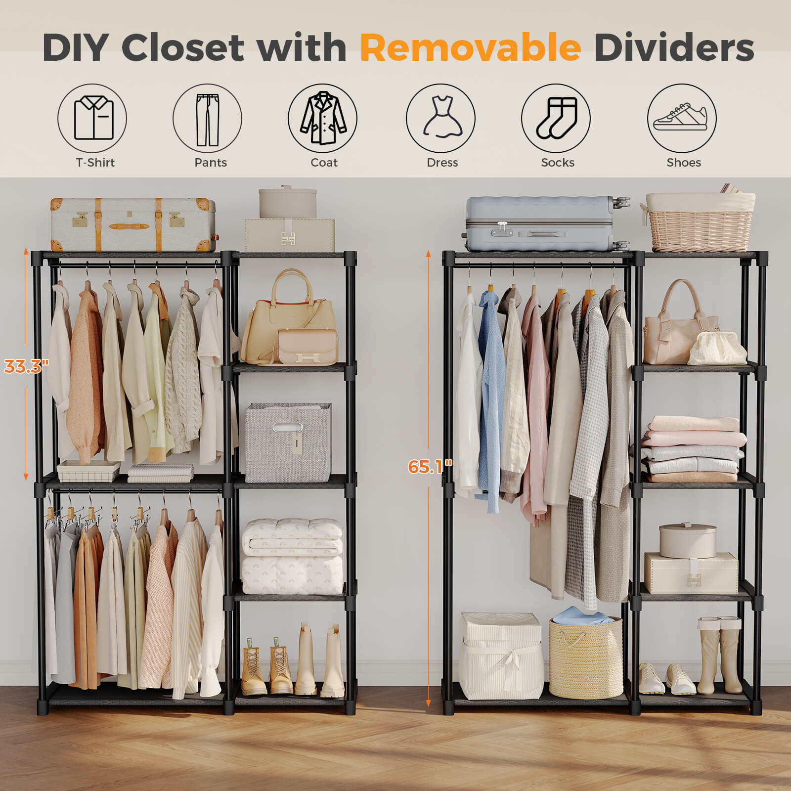 Lightweight, Portable, Freestanding Clothes Rack