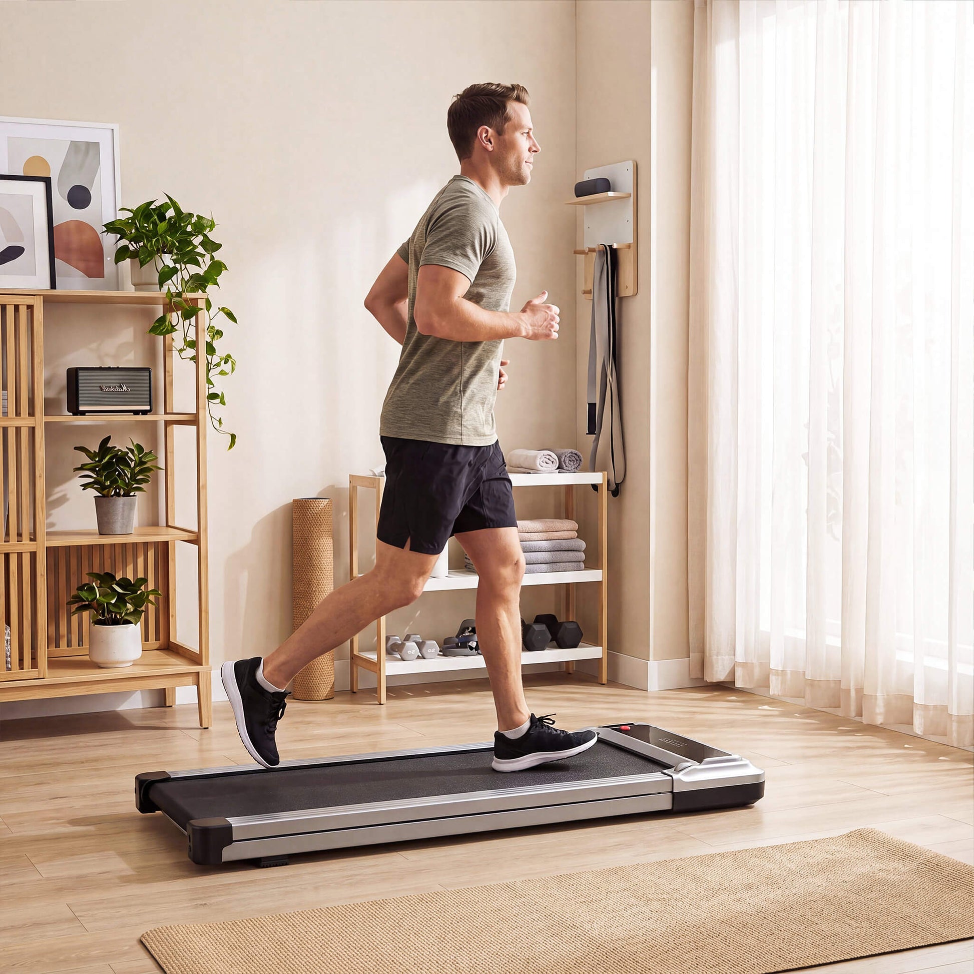 Portable Foldable Treadmill with Handrails