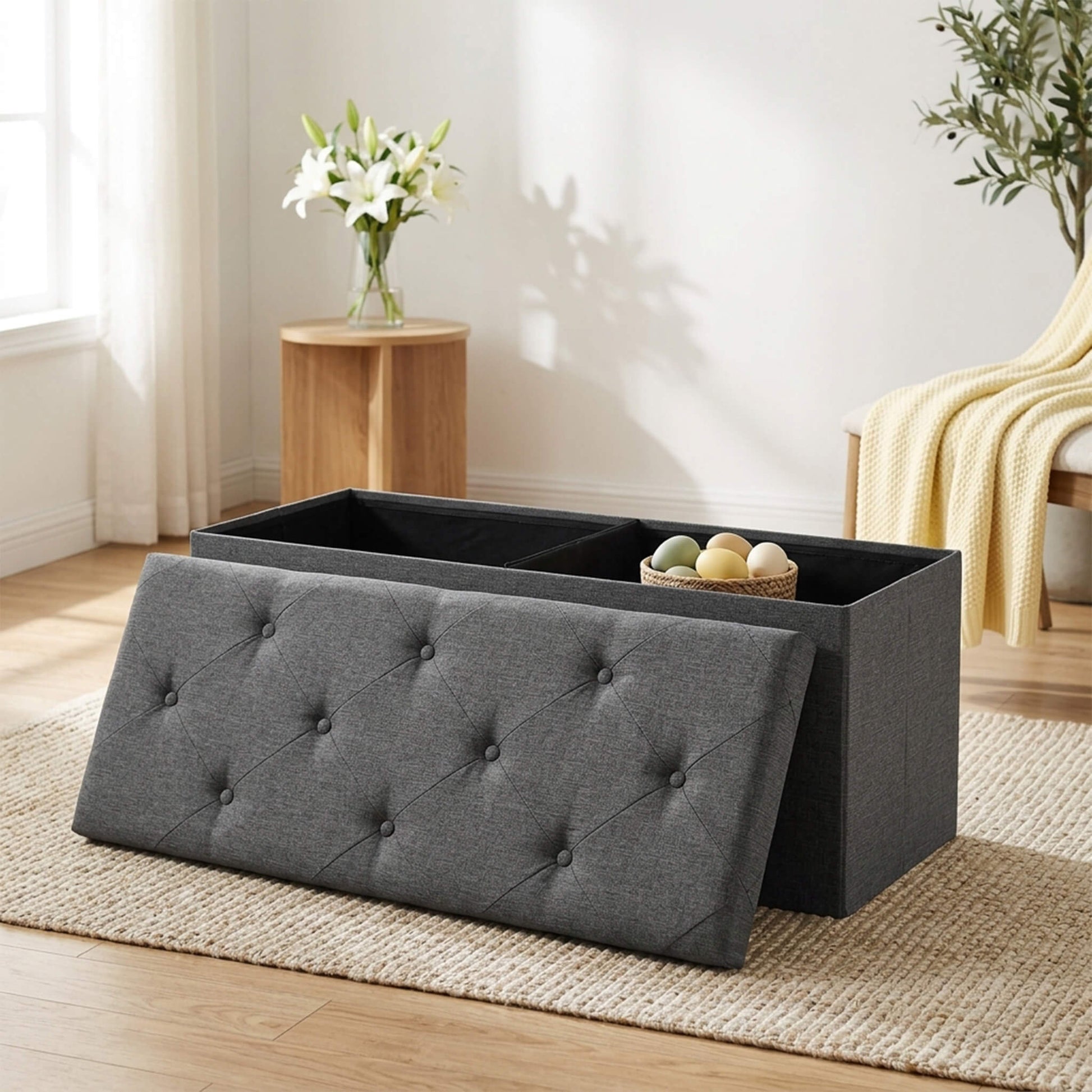 Bed Footstool with Storage for Bedroom and Entry Door