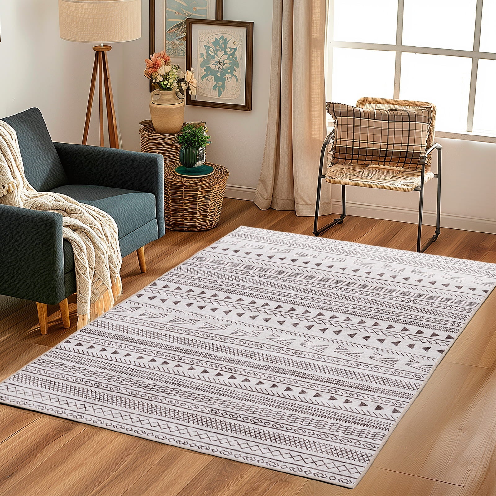 Luxury Weave Washable Area Rug for Bedroom Living Room