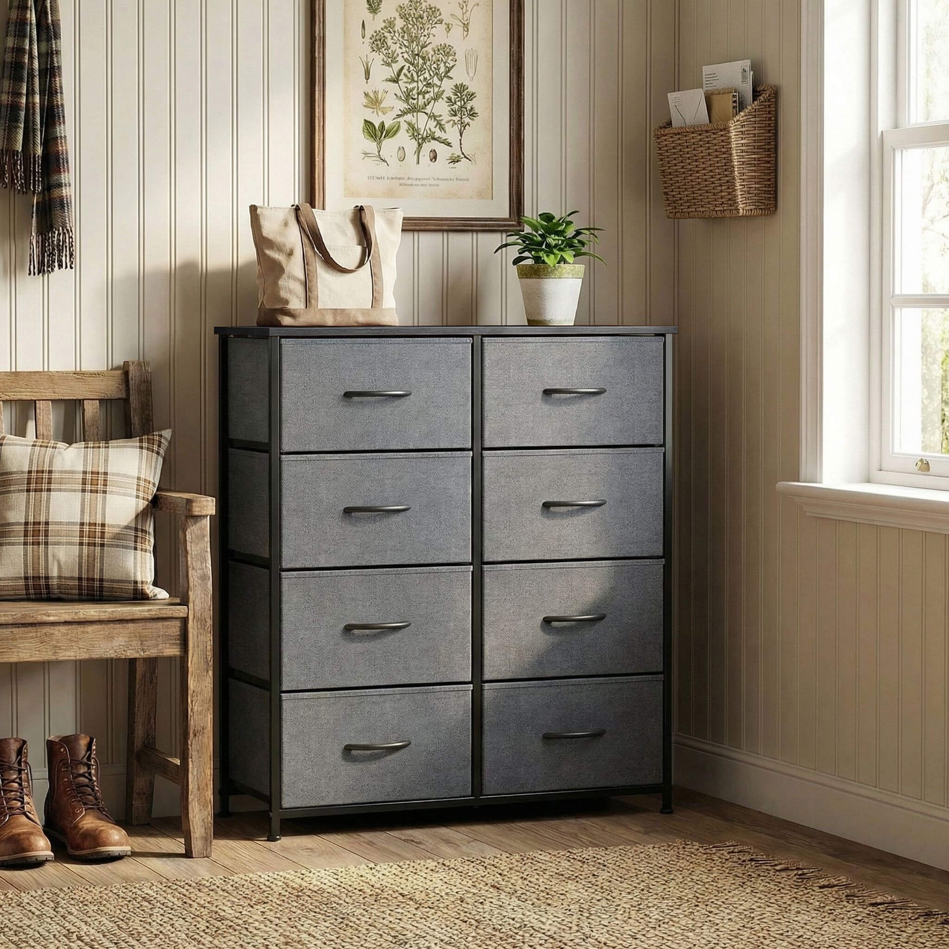 High Dresser Fabric Storage Tower 8 Fabric Drawer
