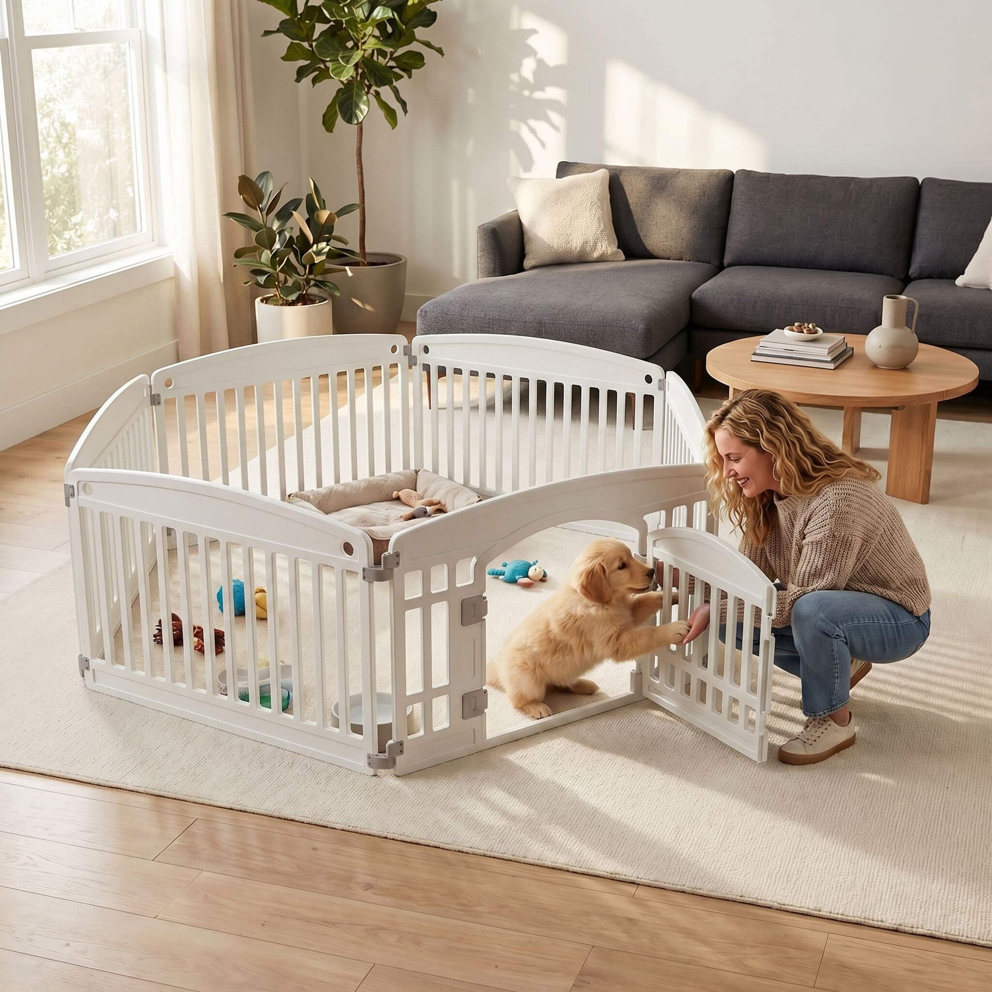 Plastic Dog Playpen with Door, Puppy Fence