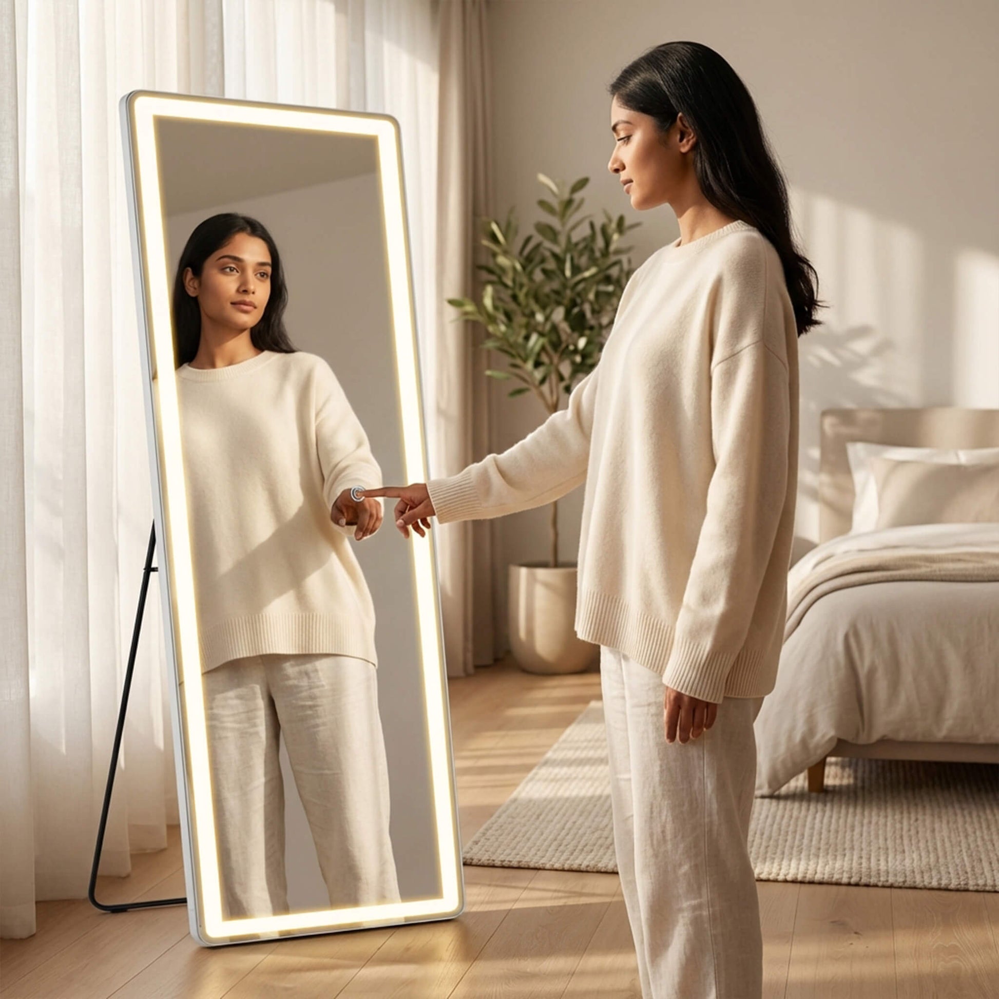Tri-colour LED Illuminated Mirror for Indoors